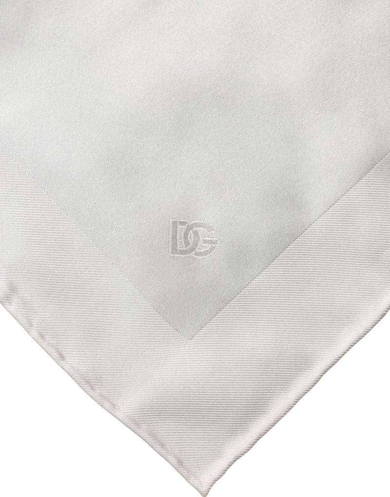 Dolce & Gabbana White Silk Logo Square Handkerchief Scarf Glam Steals
