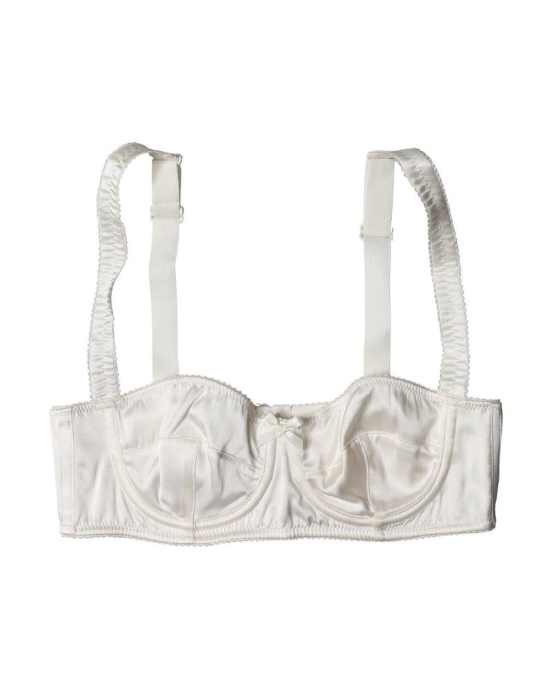 Dolce & Gabbana White Silk Satin Underwire Bra Glam Steals