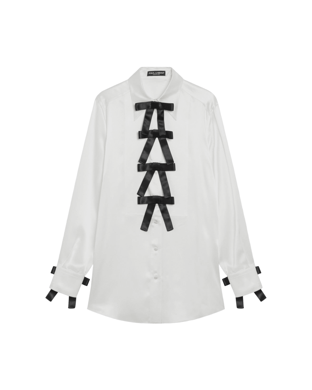 Dolce & Gabbana White Silk  Shirt with Bows