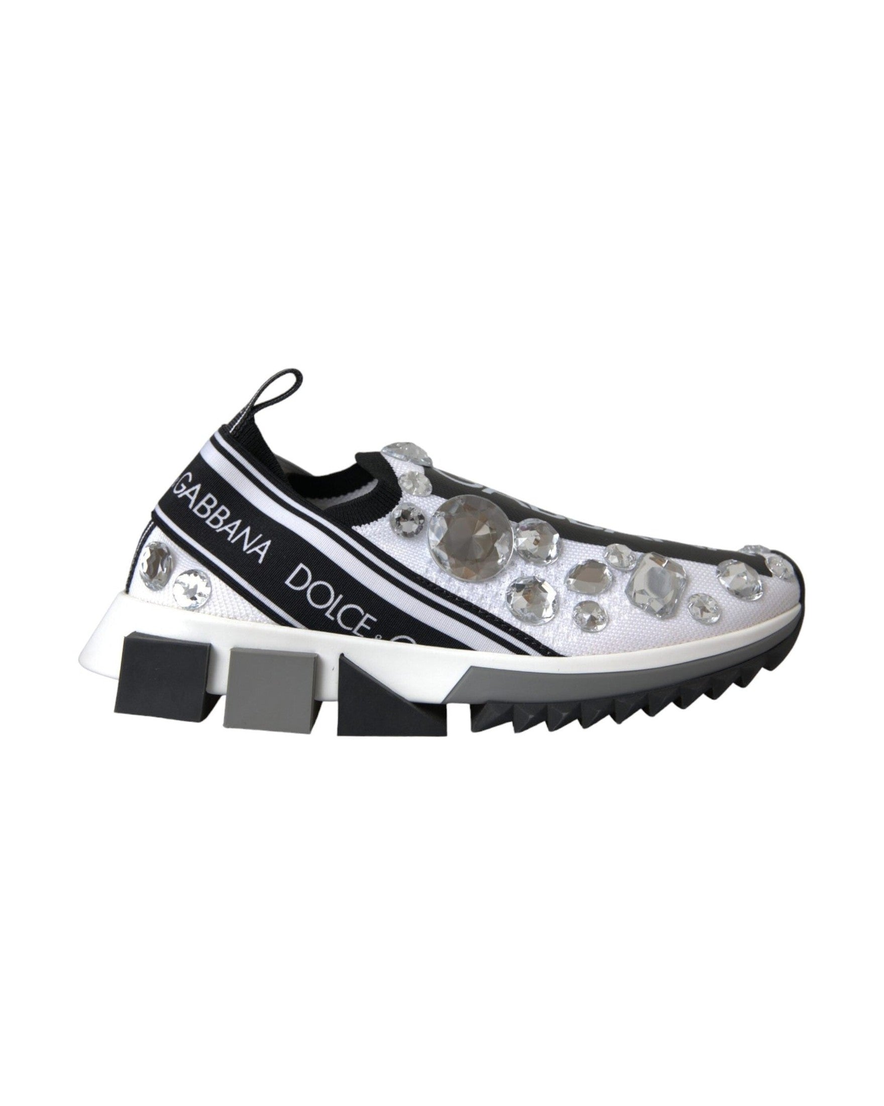 Dolce & Gabbana White Sorrento Crystals Sneakers Shoes Glam Steals