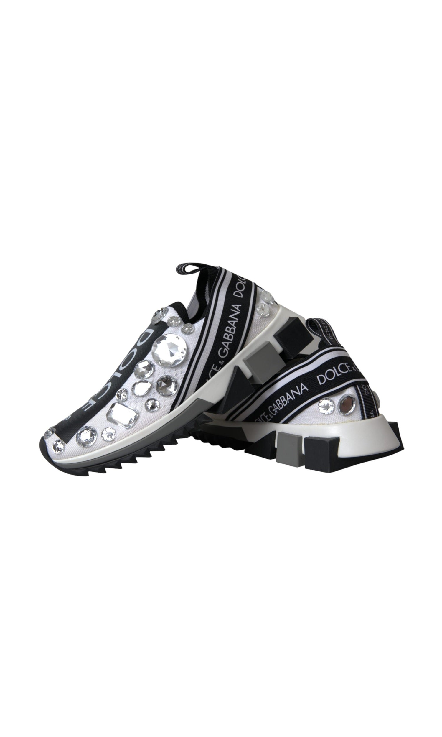 Dolce & Gabbana White Sorrento Crystals Sneakers Shoes Glam Steals