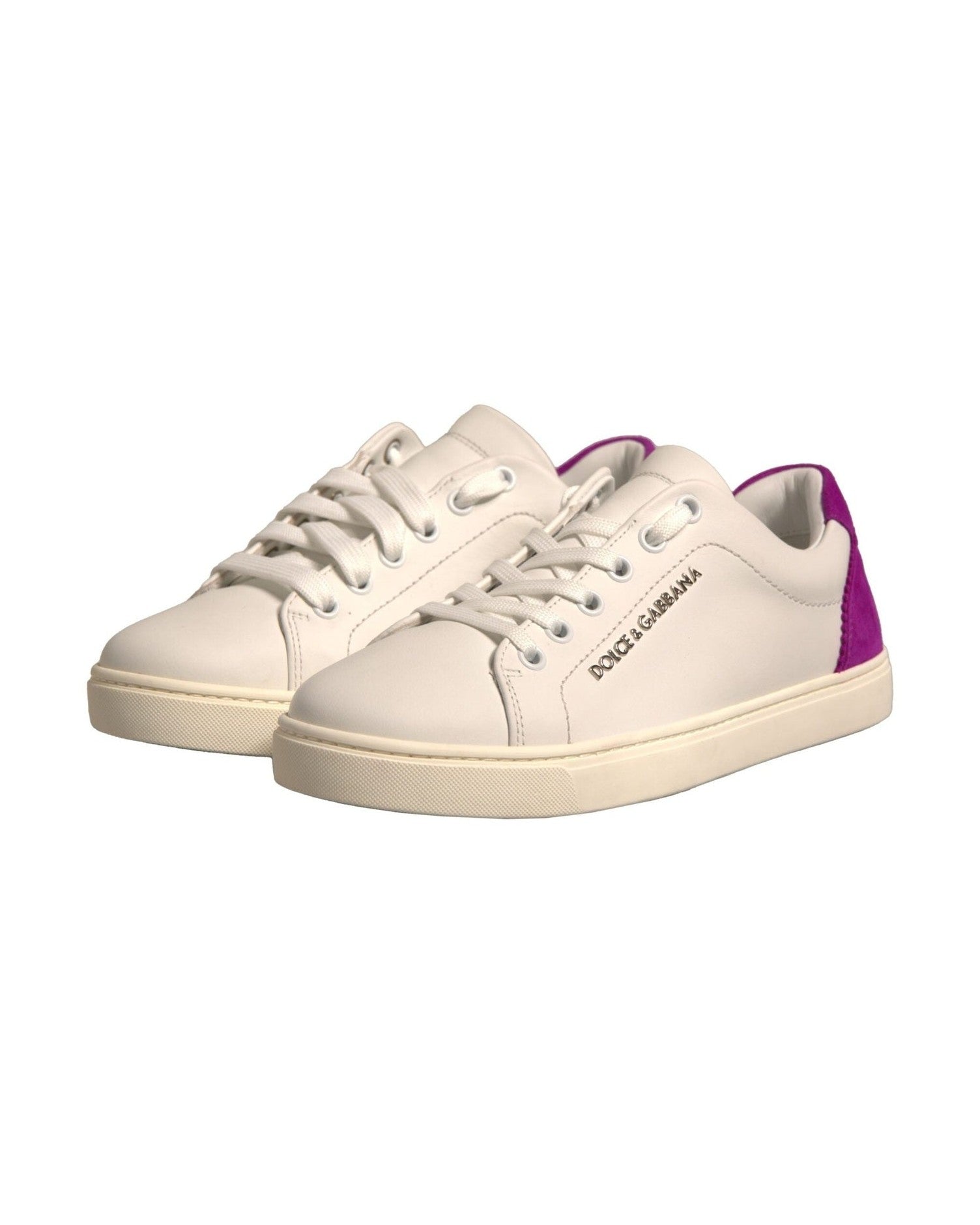 Dolce & Gabbana White Suede Leather Low Top Sneakers Shoes Glam Steals