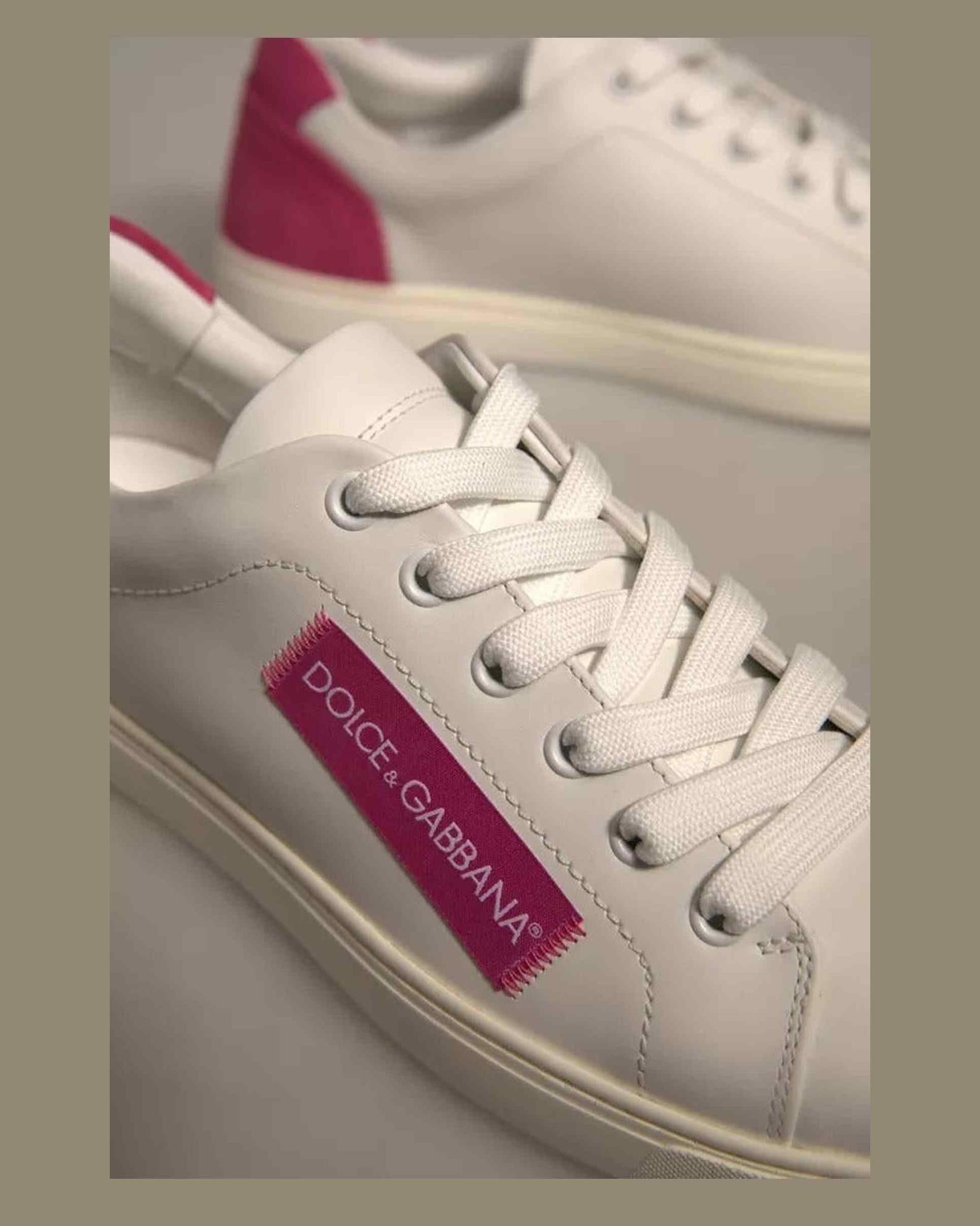 Dolce & Gabbana White Suede Leather Low Top Sneakers Shoes Glam Steals