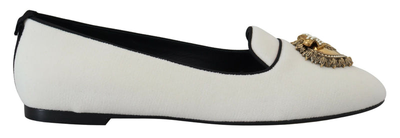 Dolce & Gabbana White Velvet Slip Ons Loafers Flats Glam Steals