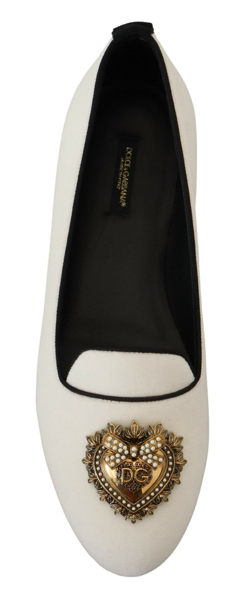 Dolce & Gabbana White Velvet Slip Ons Loafers Flats Glam Steals