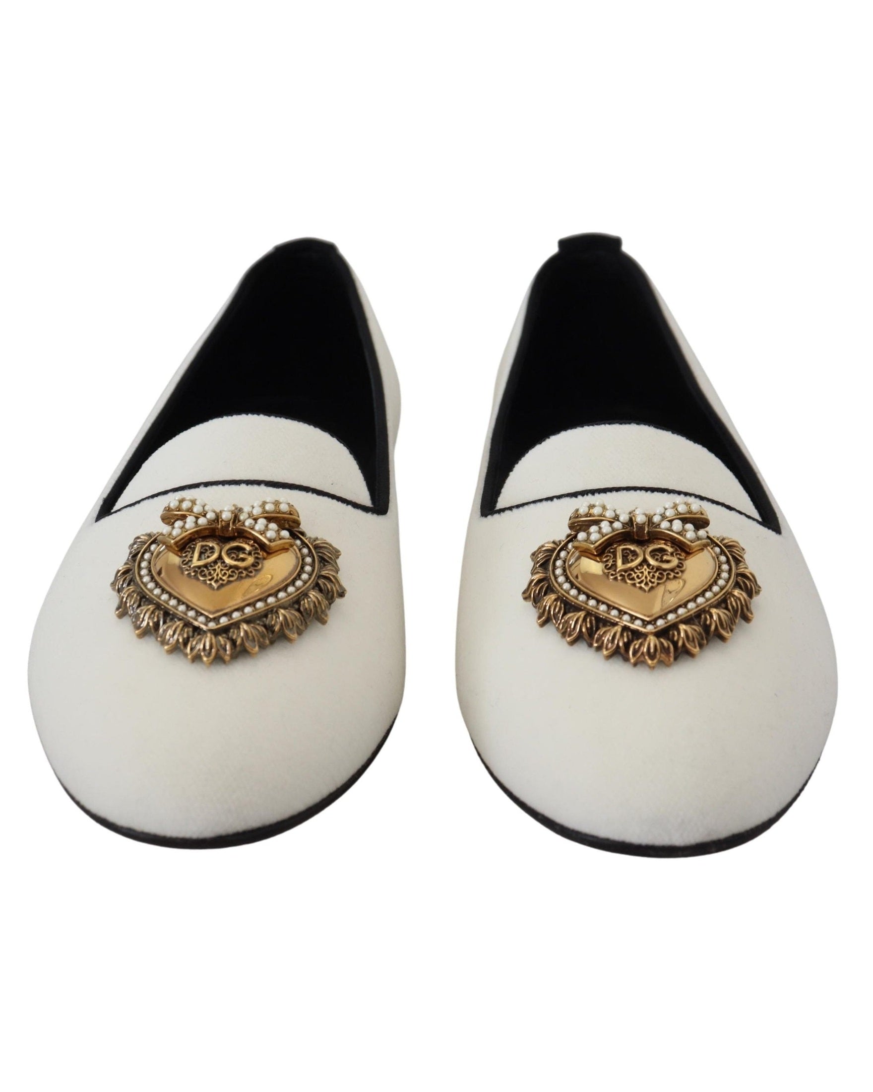 Dolce & Gabbana White Velvet Slip Ons Loafers Flats Flats