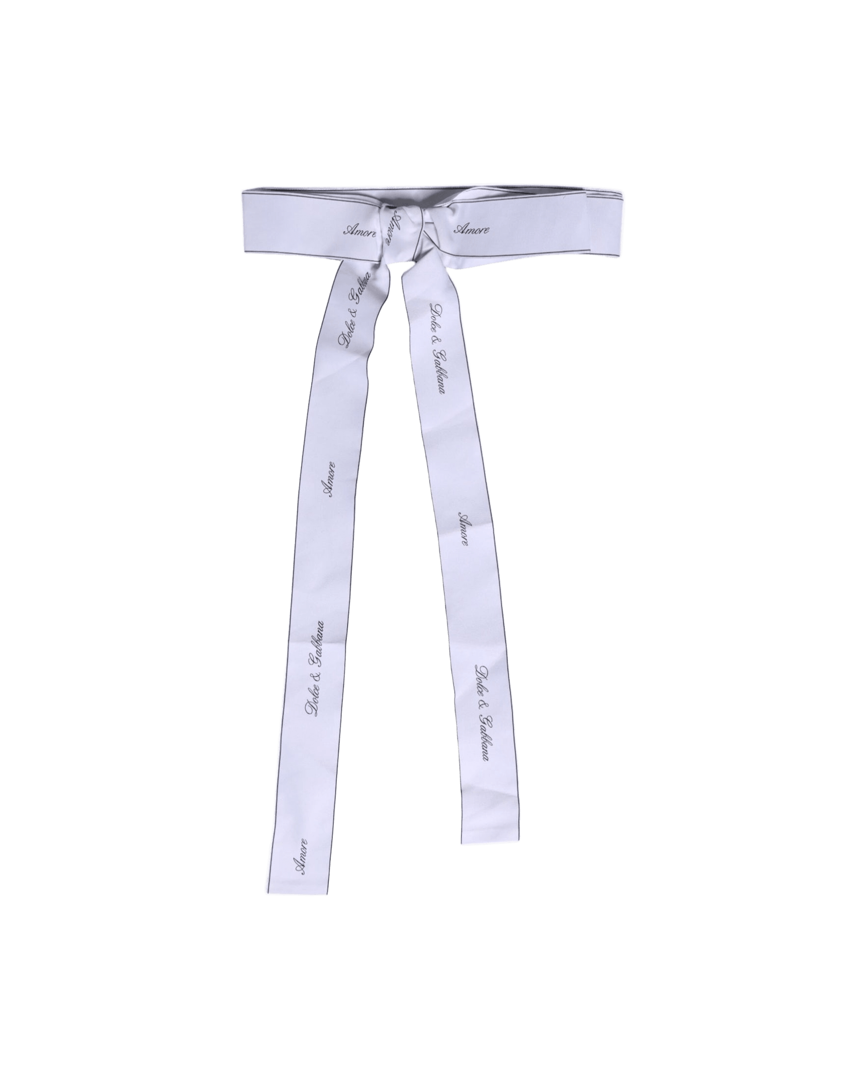 Dolce & Gabbana White Waist Ribbon Wide Bow Logo Belt Glam Steals