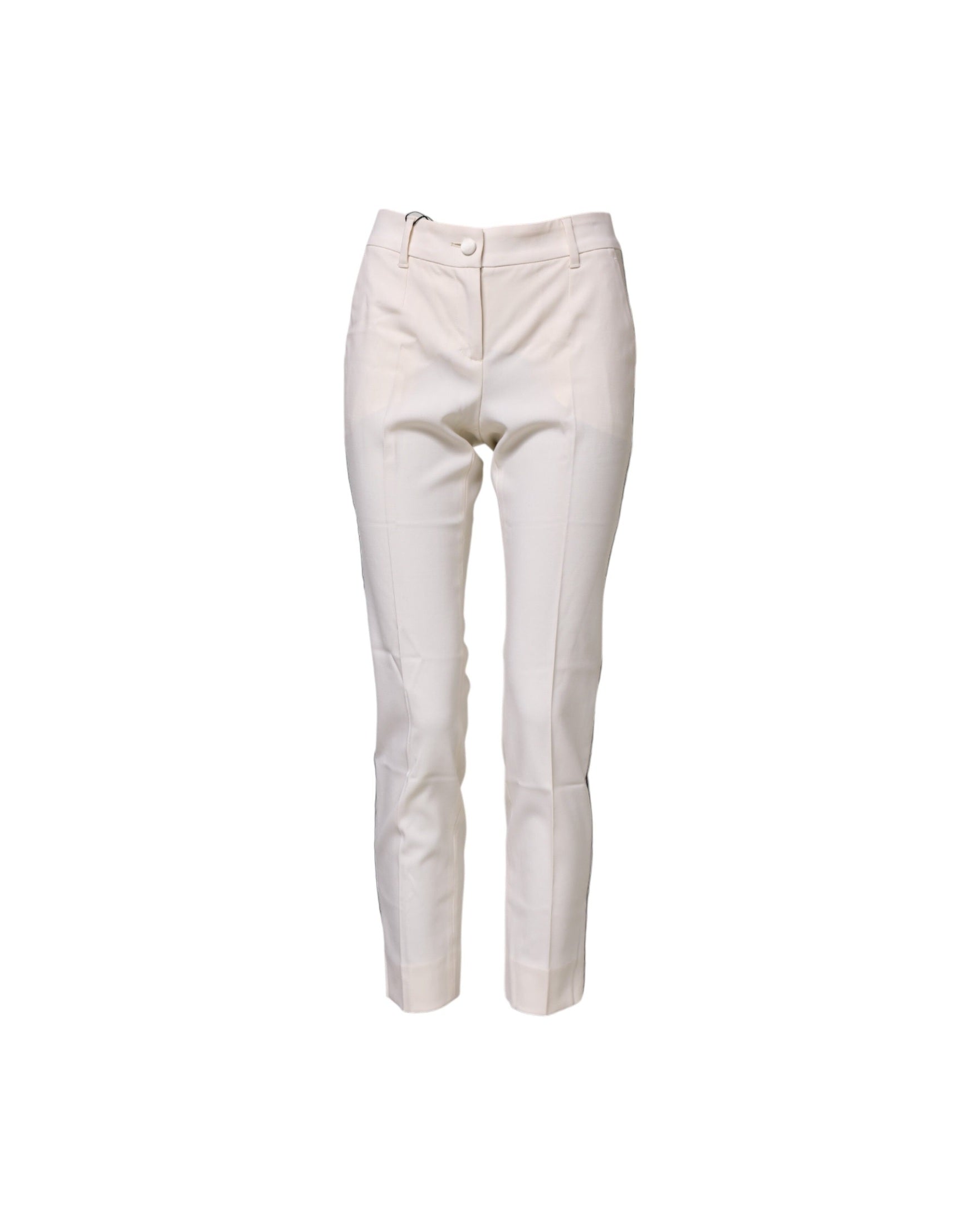Dolce & Gabbana White Wool Tapered High Waist Pant Glam Steals