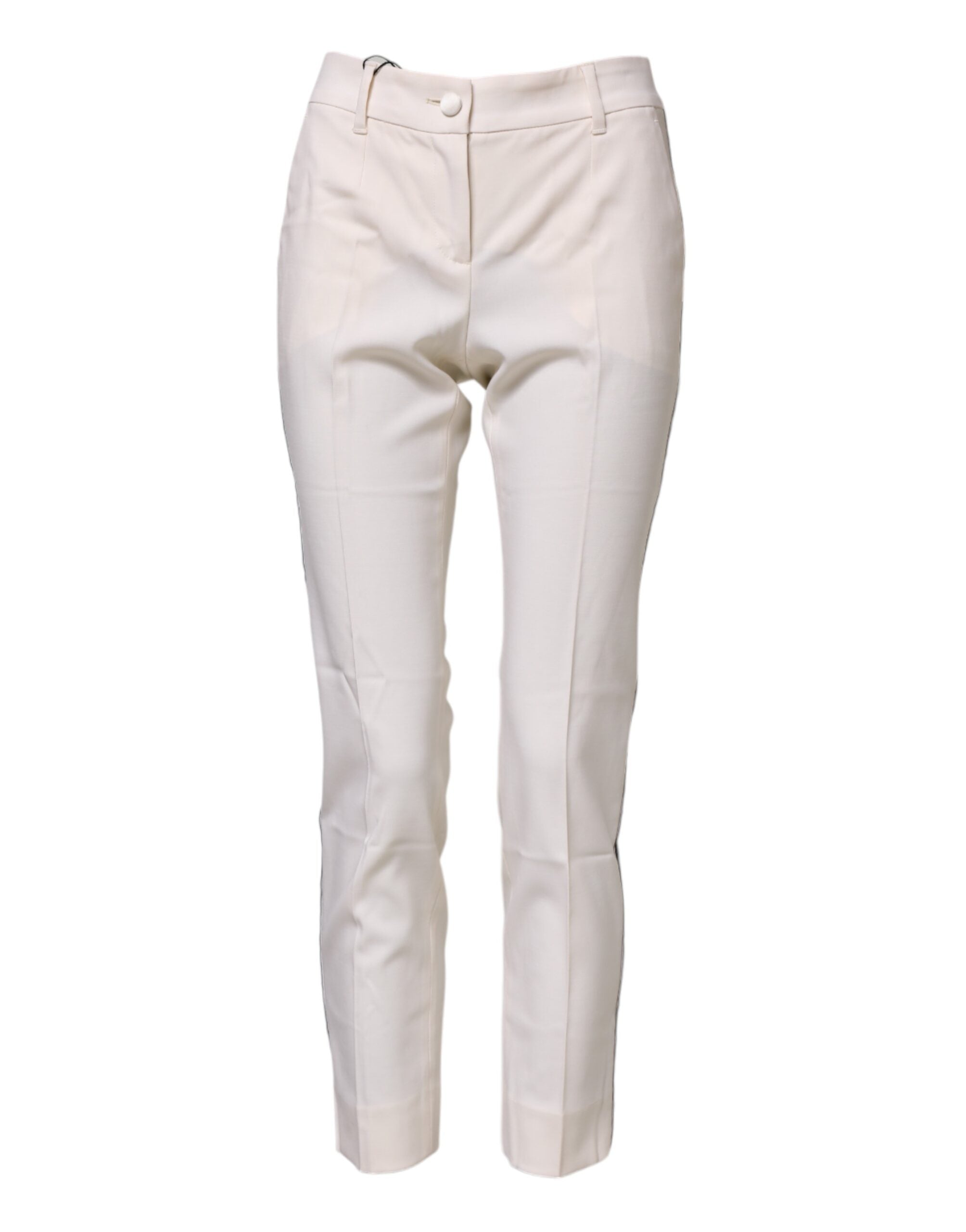 Dolce & Gabbana White Wool Tapered High Waist Pant Glam Steals