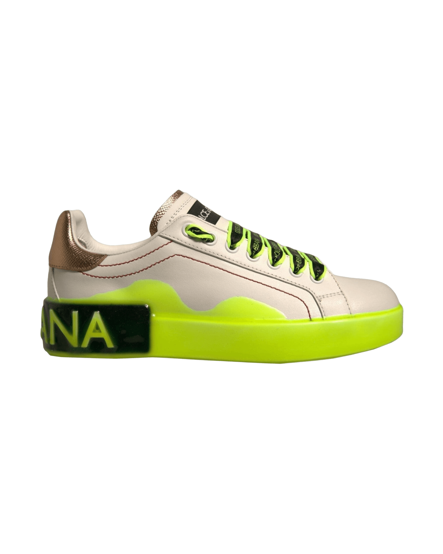 Dolce & Gabbana White Yellow Portofino Leather Sneakers Shoes Glam Steals