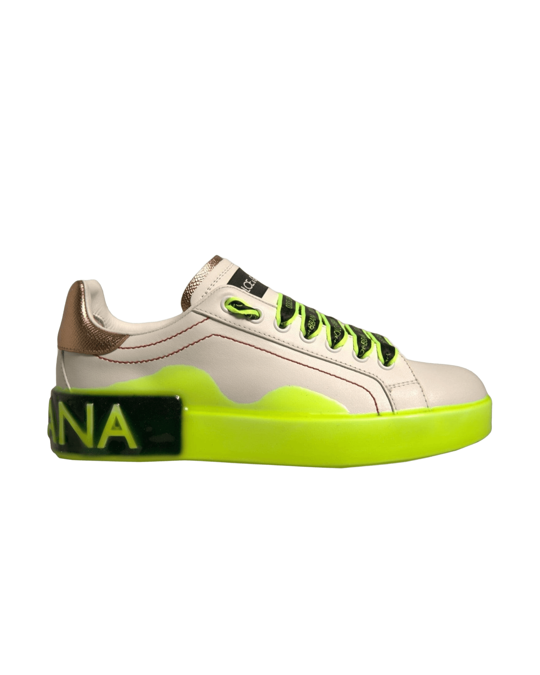 Dolce & Gabbana White Yellow Portofino Leather Sneakers Shoes Glam Steals