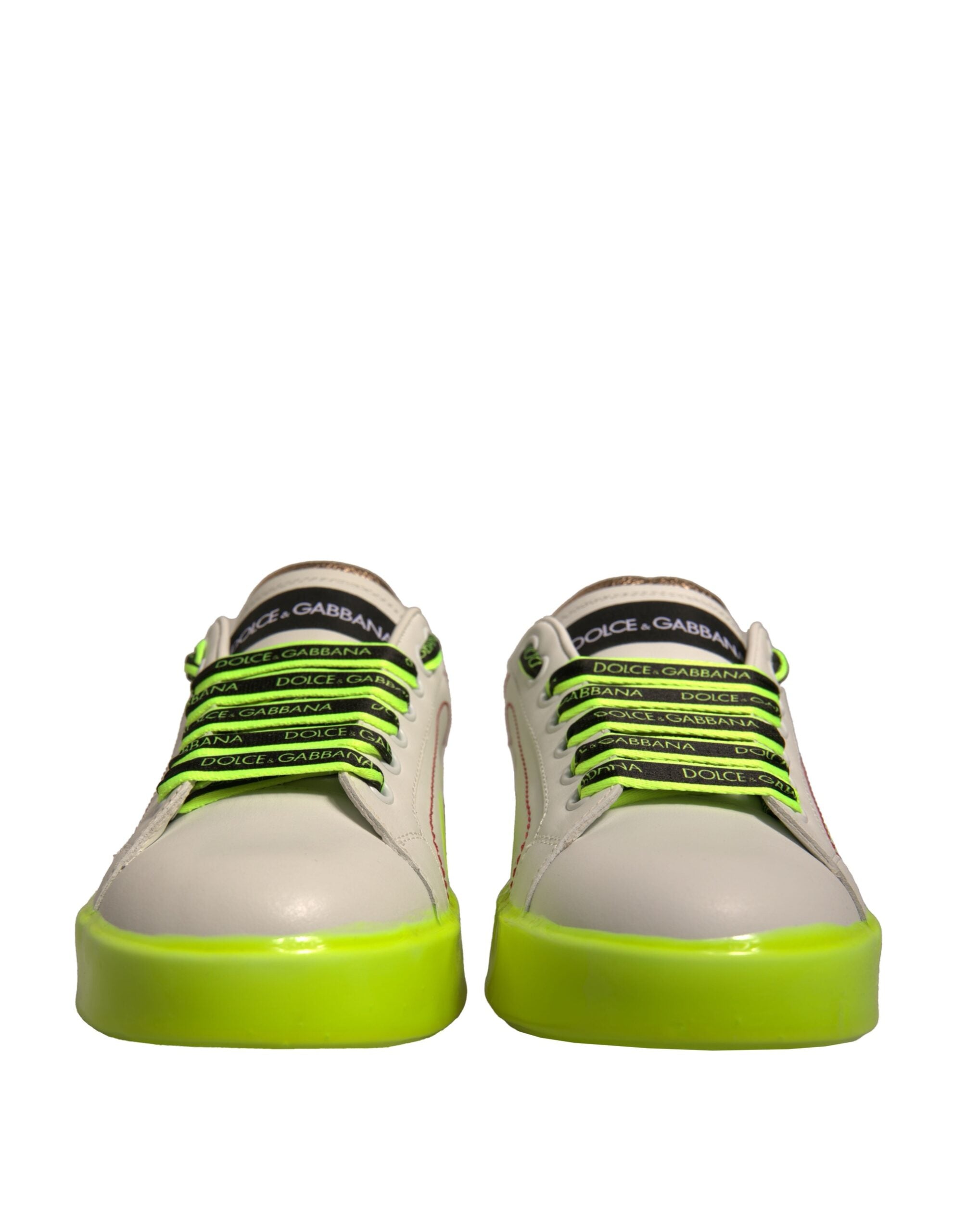 Dolce & Gabbana White Yellow Portofino Leather Sneakers Shoes Glam Steals