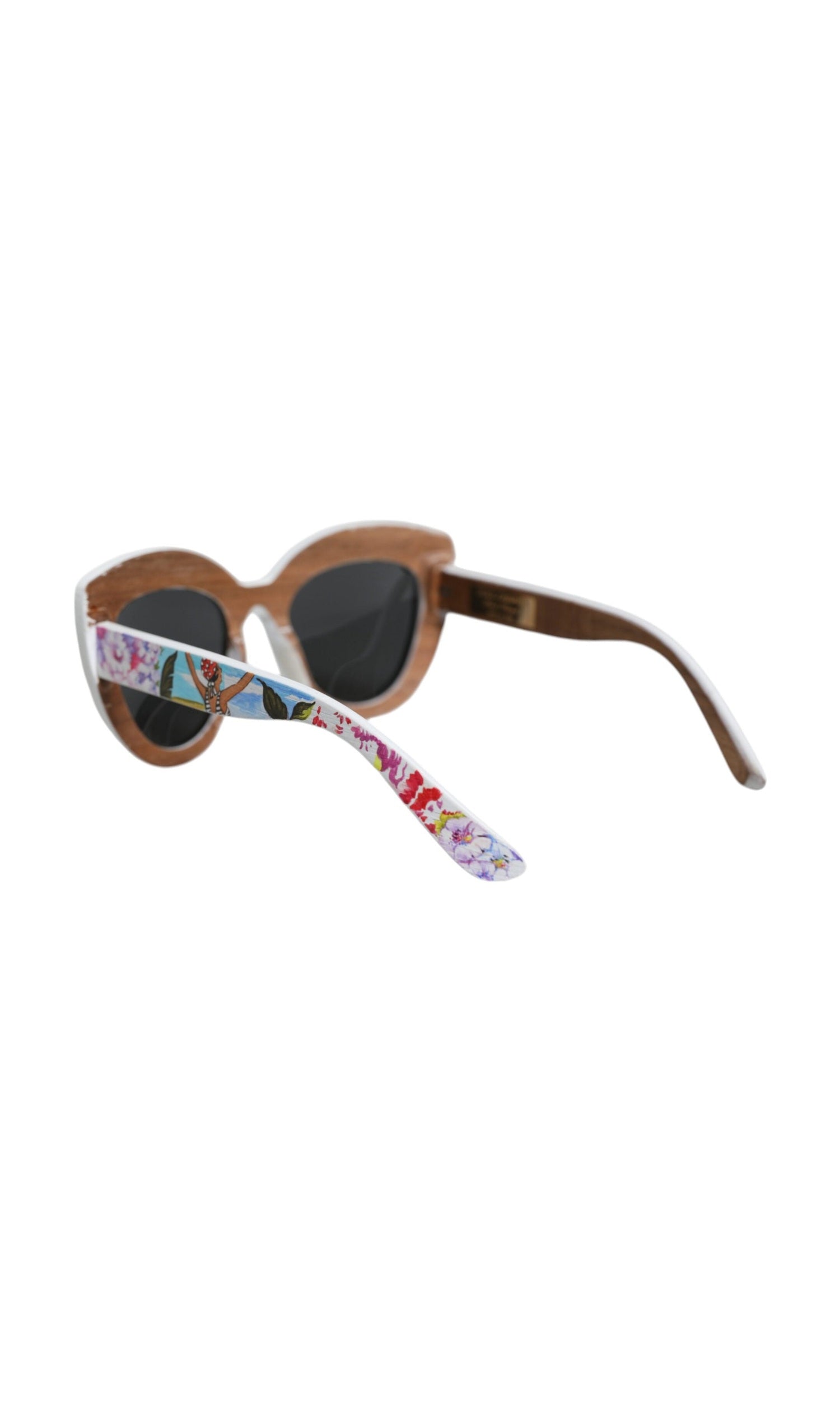 Dolce & Gabbana Wood Crystal Brass Frame Floral Hand Paint Multicolor Sunglasses Glam Steals