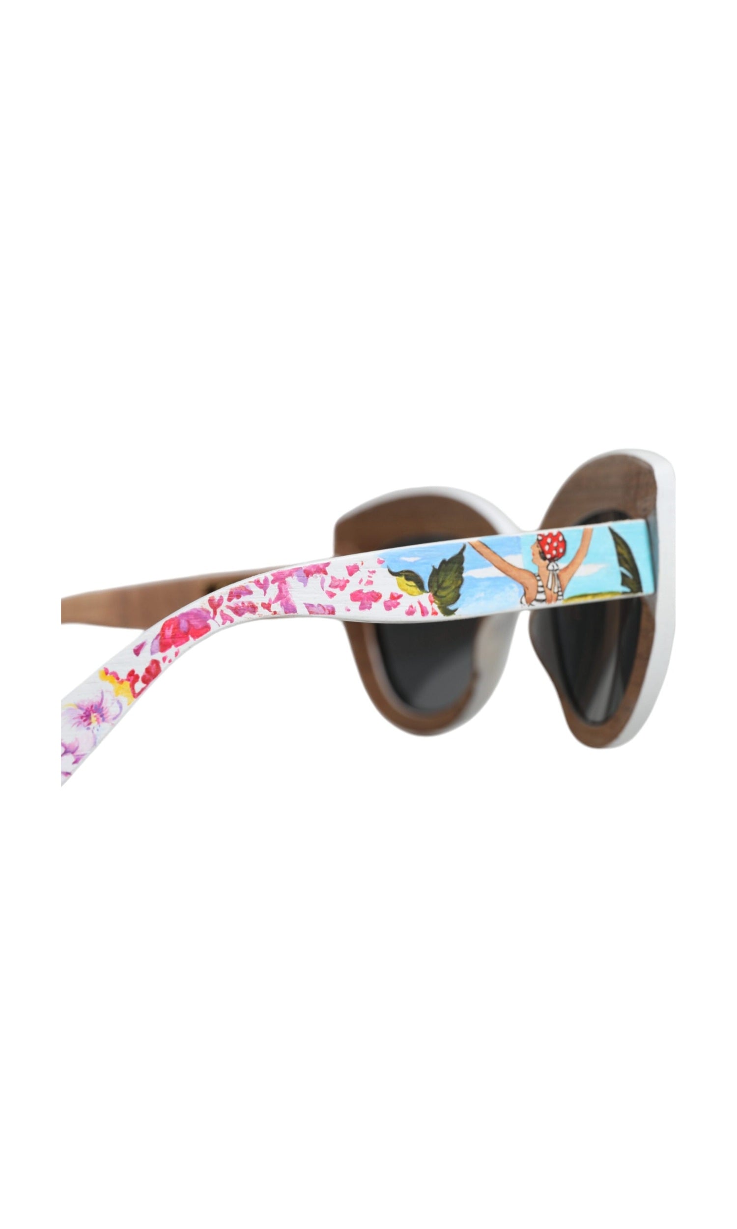 Dolce & Gabbana Wood Crystal Brass Frame Floral Hand Paint Multicolor Sunglasses Glam Steals