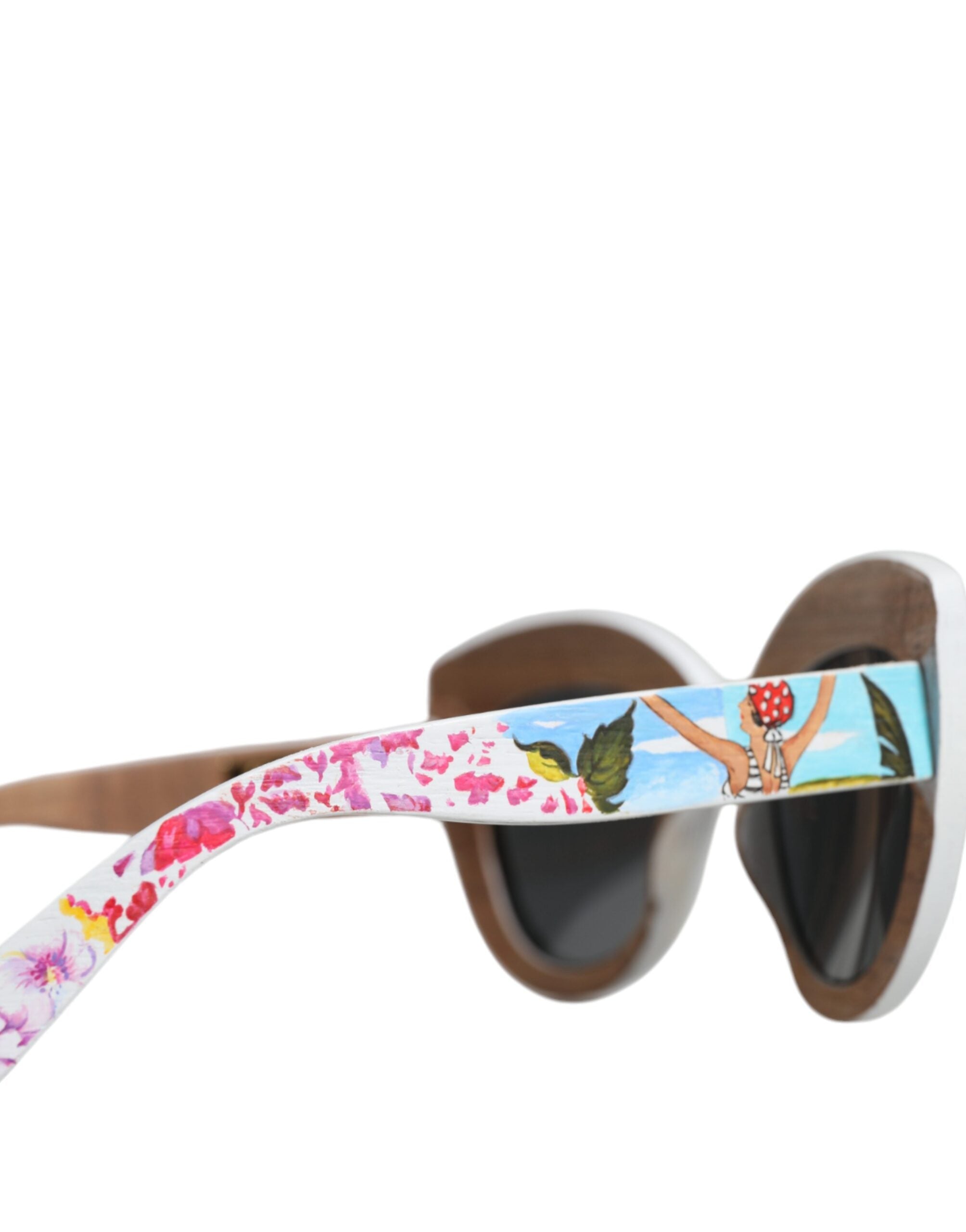Dolce & Gabbana Wood Crystal Brass Frame Floral Hand Paint Multicolor Sunglasses Glam Steals