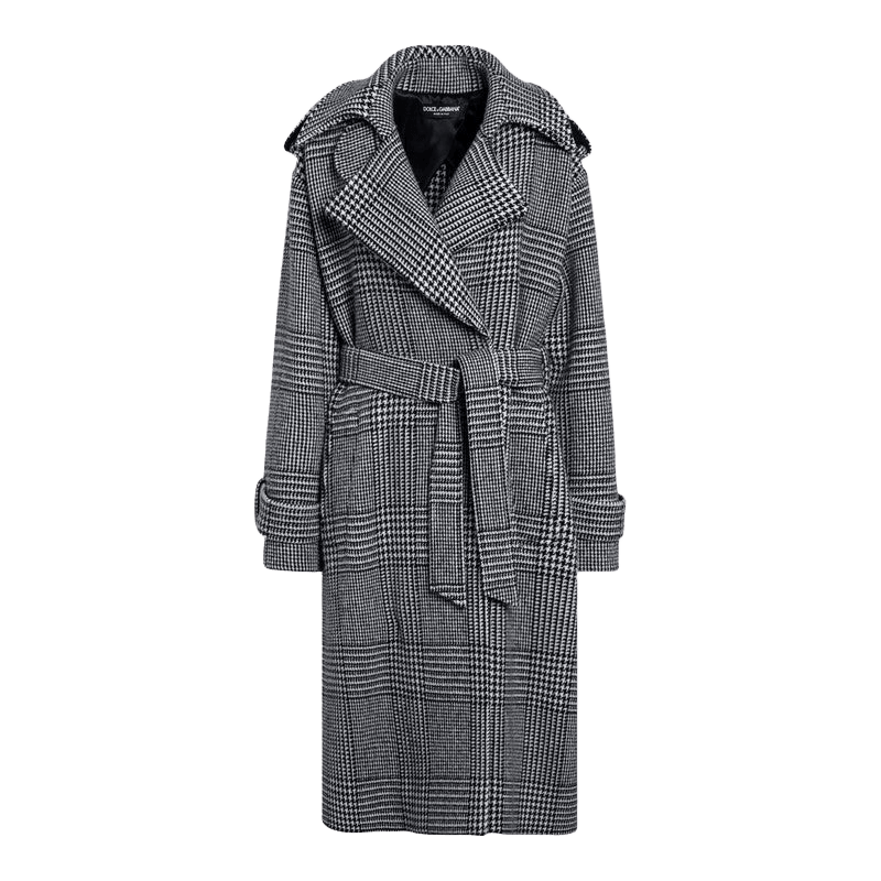 Dolce & Gabbana Wool Houndstooth Checked Coat Glam Steals