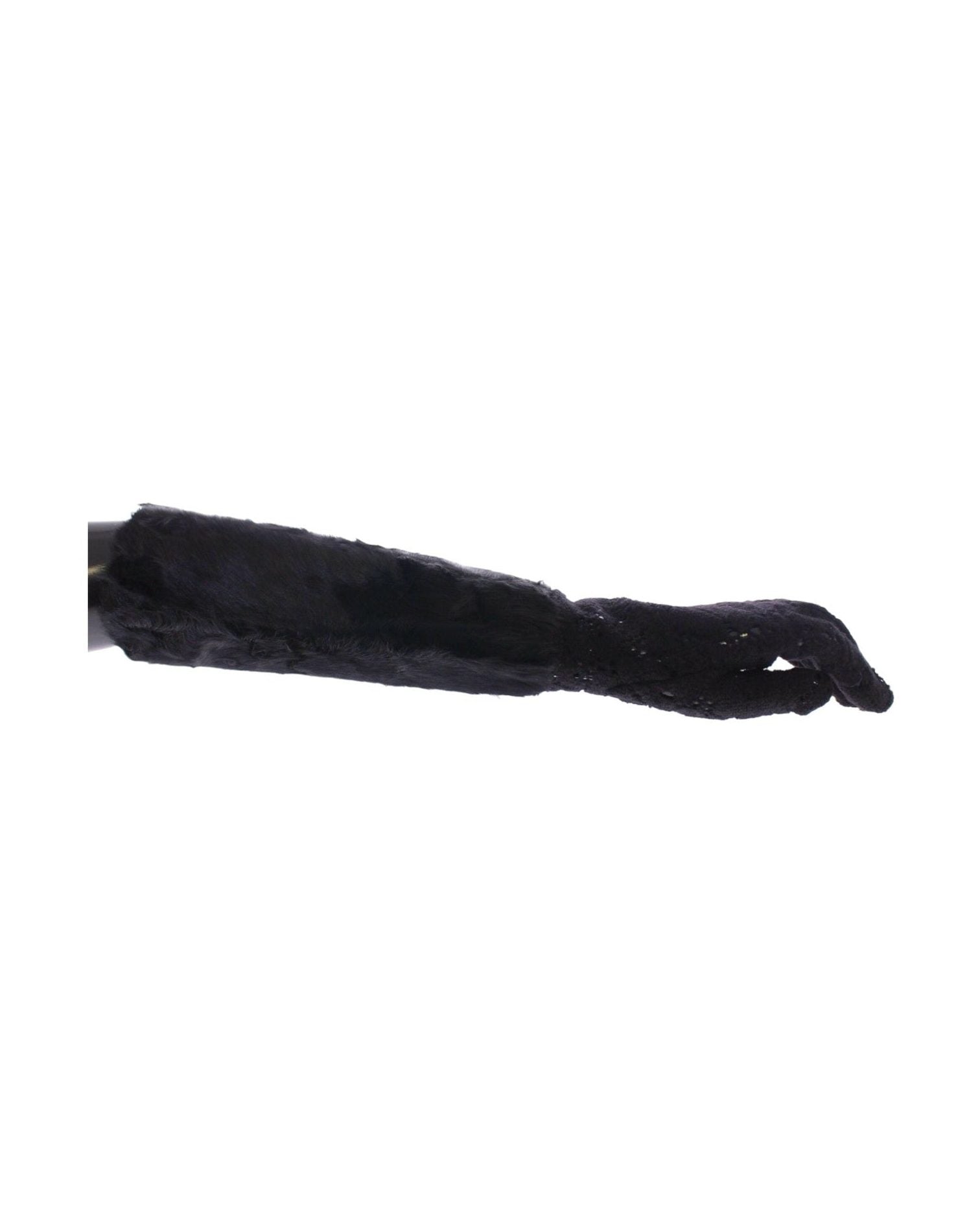 Dolce & Gabbana Wool Lace & Lamb Fur Elbow Black Gloves Glam Steals