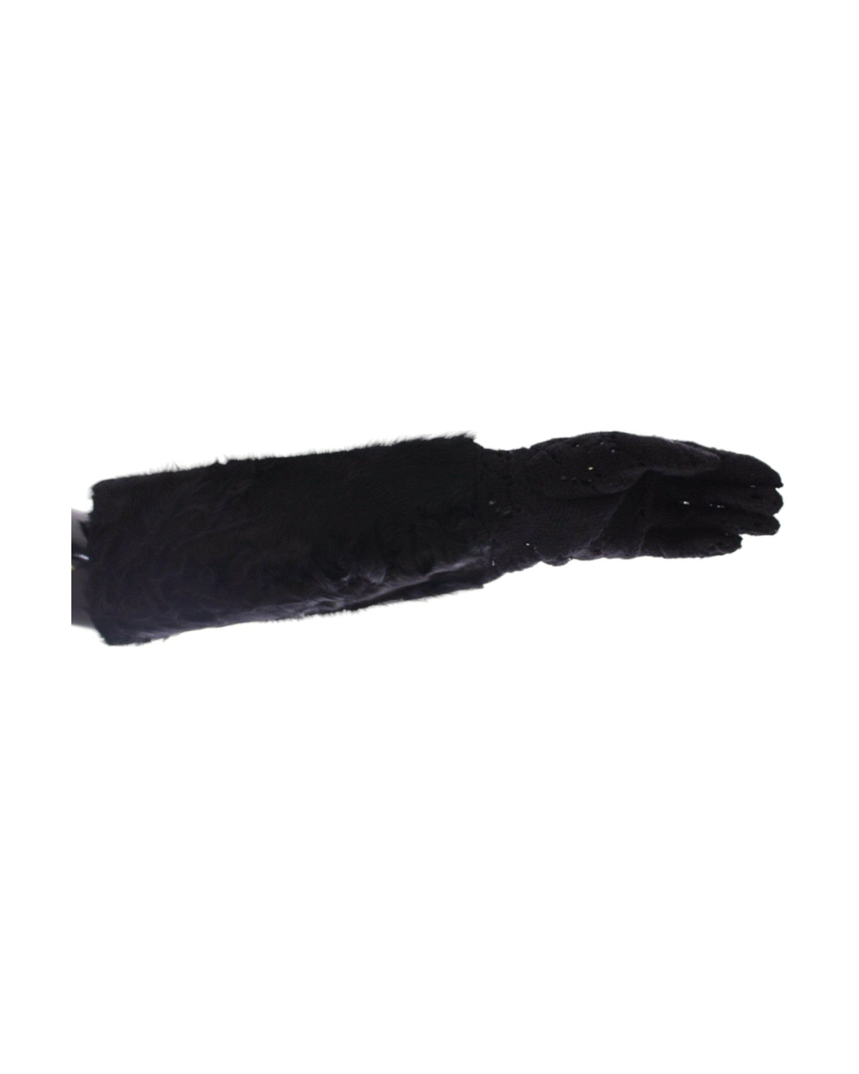 Dolce & Gabbana Wool Lace & Lamb Fur Elbow Black Gloves Glam Steals