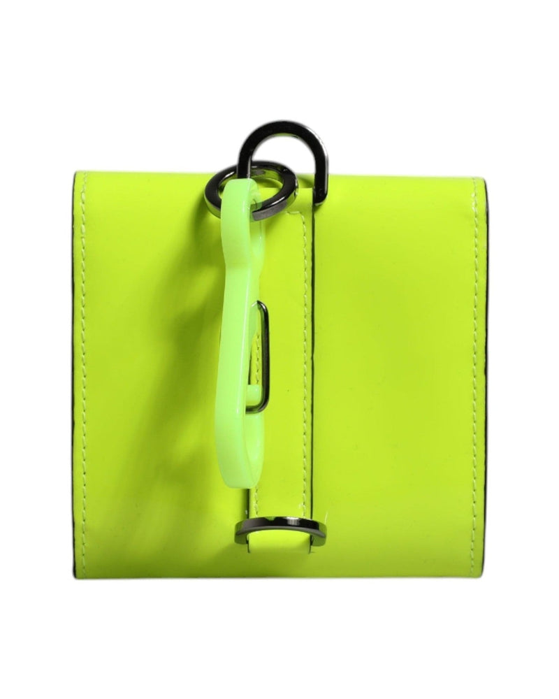 Dolce & Gabbana Bifold Dg Logo Neck Strap Cardholder Yellow Green Wallet Glam Steals