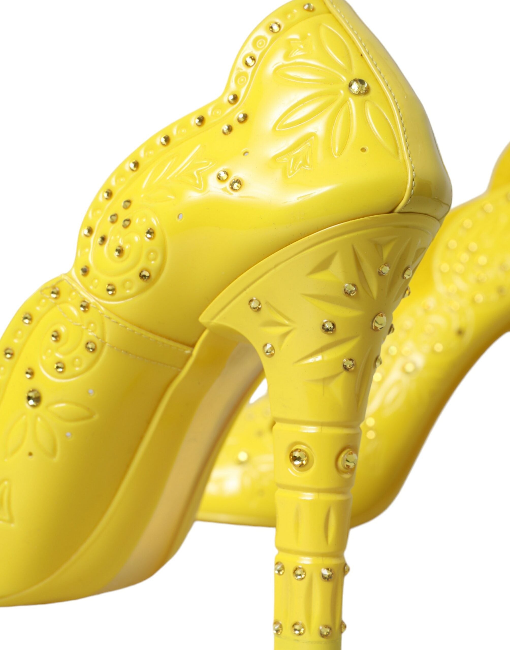 Dolce & Gabbana Yellow Crystal Cinderella Heels Pumps Shoes Glam Steals