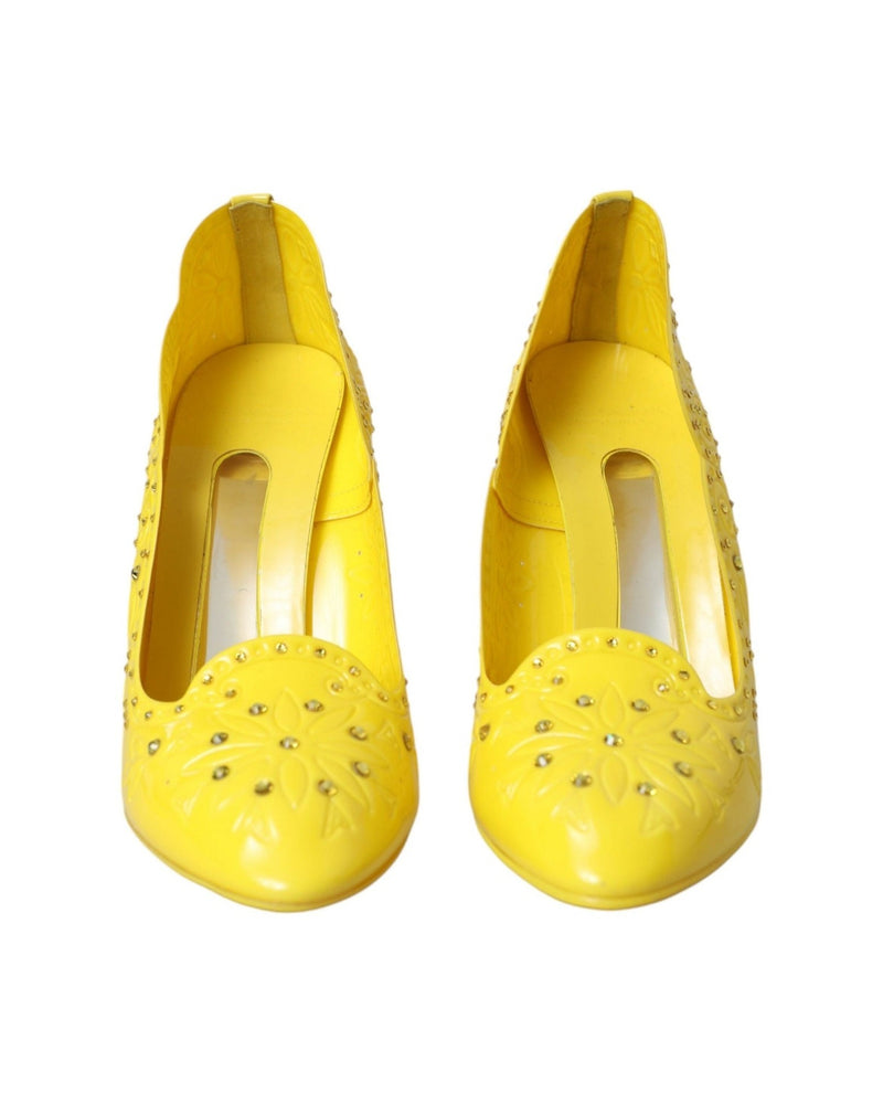 Dolce & Gabbana Yellow Crystal Cinderella Heels Pumps Shoes Glam Steals