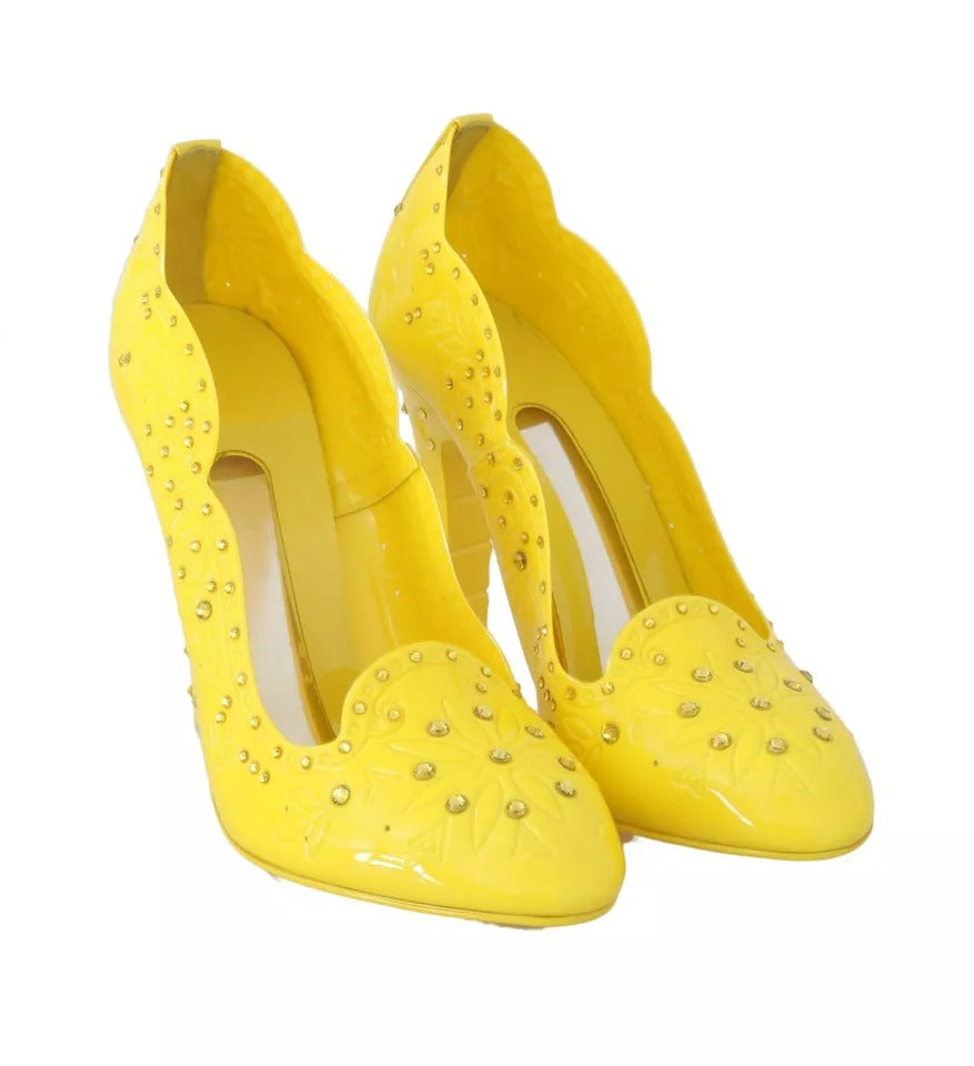 Dolce & Gabbana Yellow Crystal Heels Cinderella Shoes Glam Steals