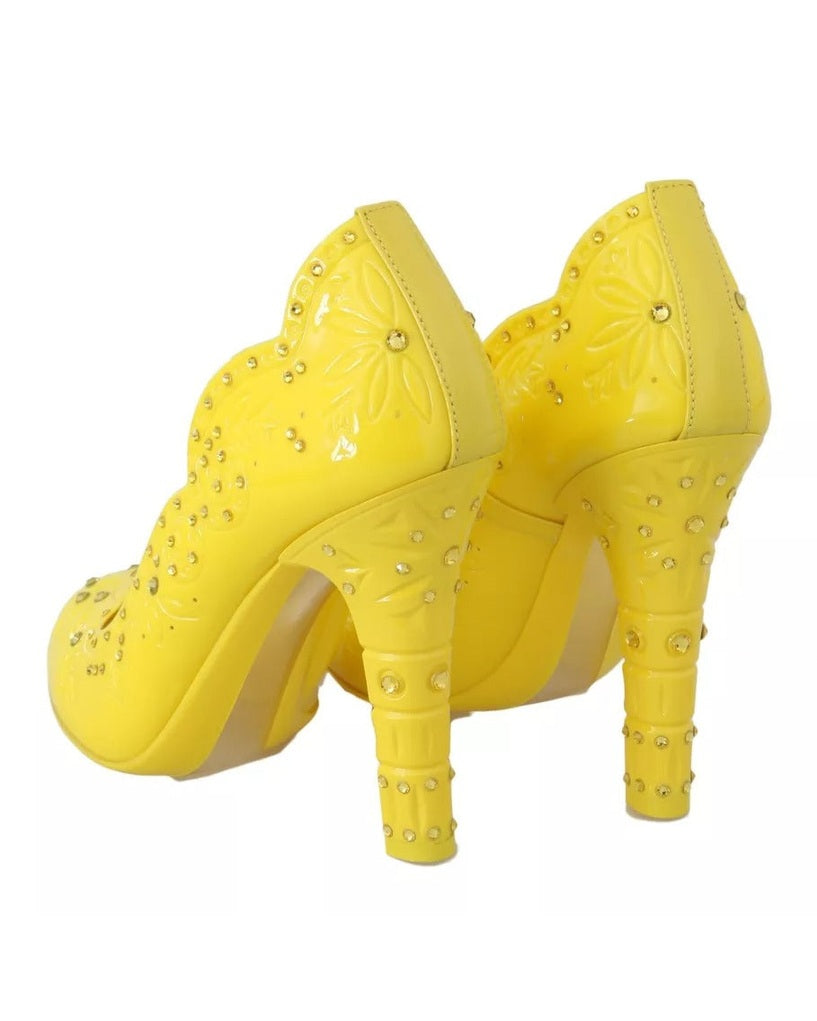 Dolce & Gabbana Yellow Crystal Heels Cinderella Shoes Heels