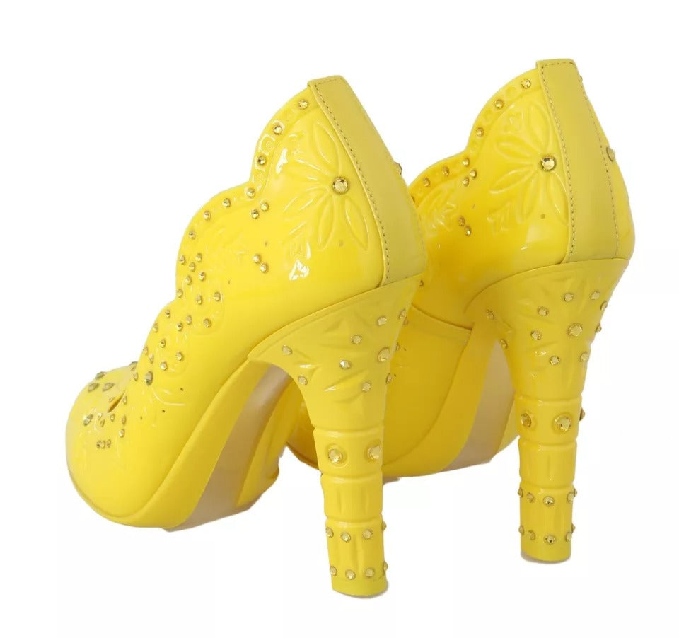 Dolce & Gabbana Yellow Crystal Heels Cinderella Shoes Glam Steals