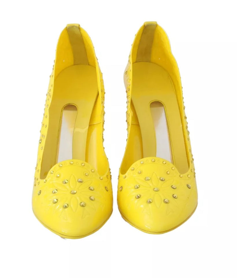 Dolce & Gabbana Yellow Crystal Heels Cinderella Shoes Glam Steals
