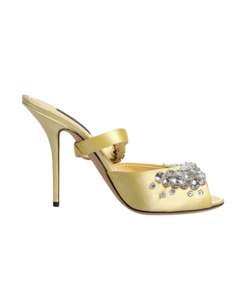 Dolce & Gabbana Yellow Crystal Slides Keira Sandals Shoes Glam Steals