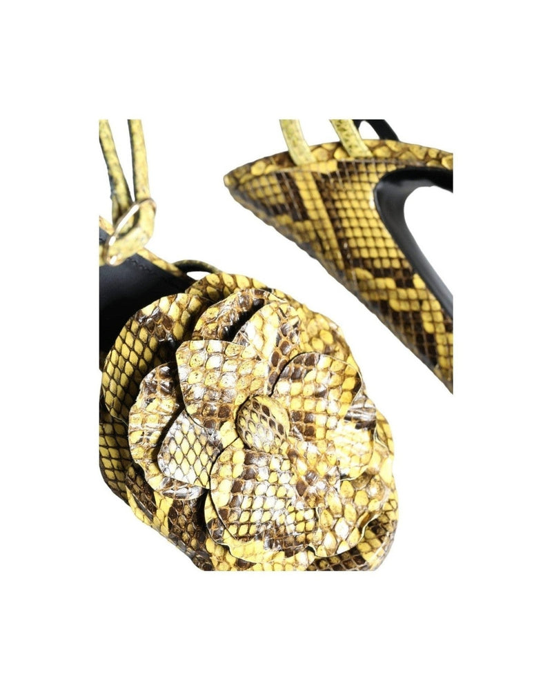 Dolce & Gabbana Yellow Exotic Leather Ankle Strap Heels Sandals Shoes Heels