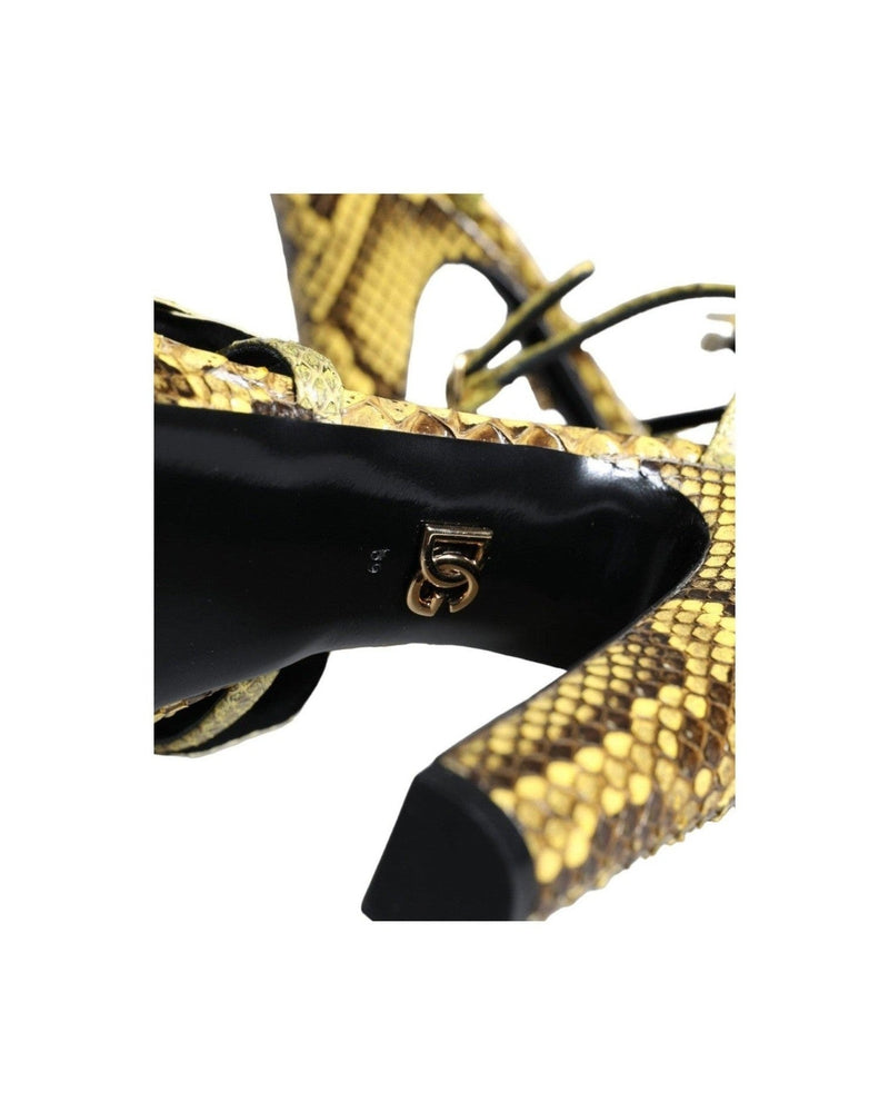 Dolce & Gabbana Yellow Exotic Leather Ankle Strap Heels Sandals Shoes Glam Steals