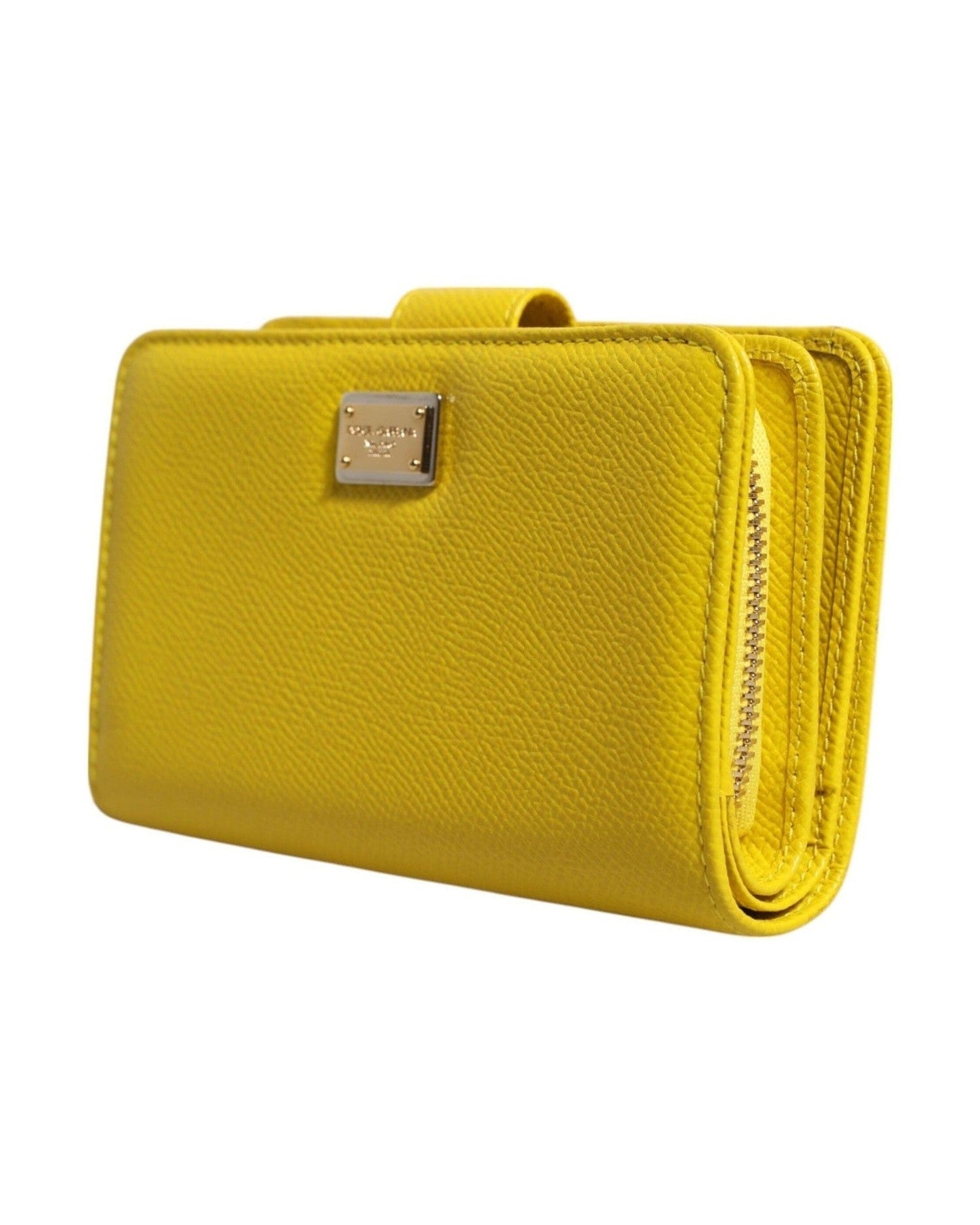 Dolce & Gabbana Yellow Leather Bifold Continental Clutch Wallet Wallets