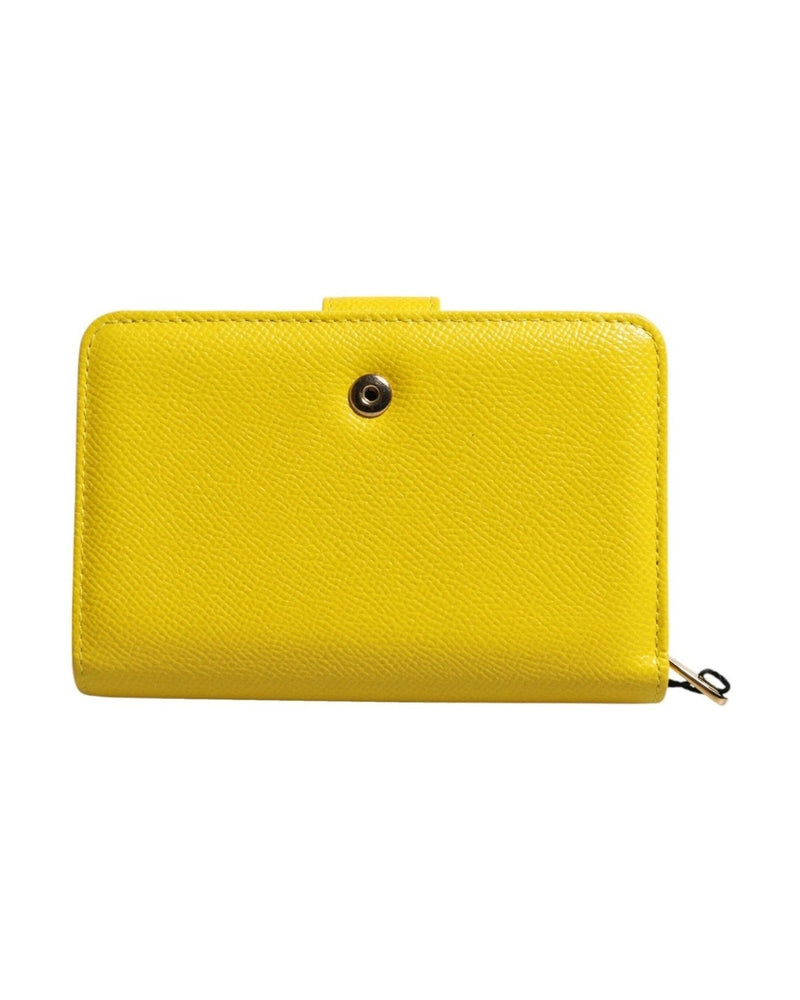 Dolce & Gabbana Yellow Leather Bifold Continental Clutch Wallet Wallets