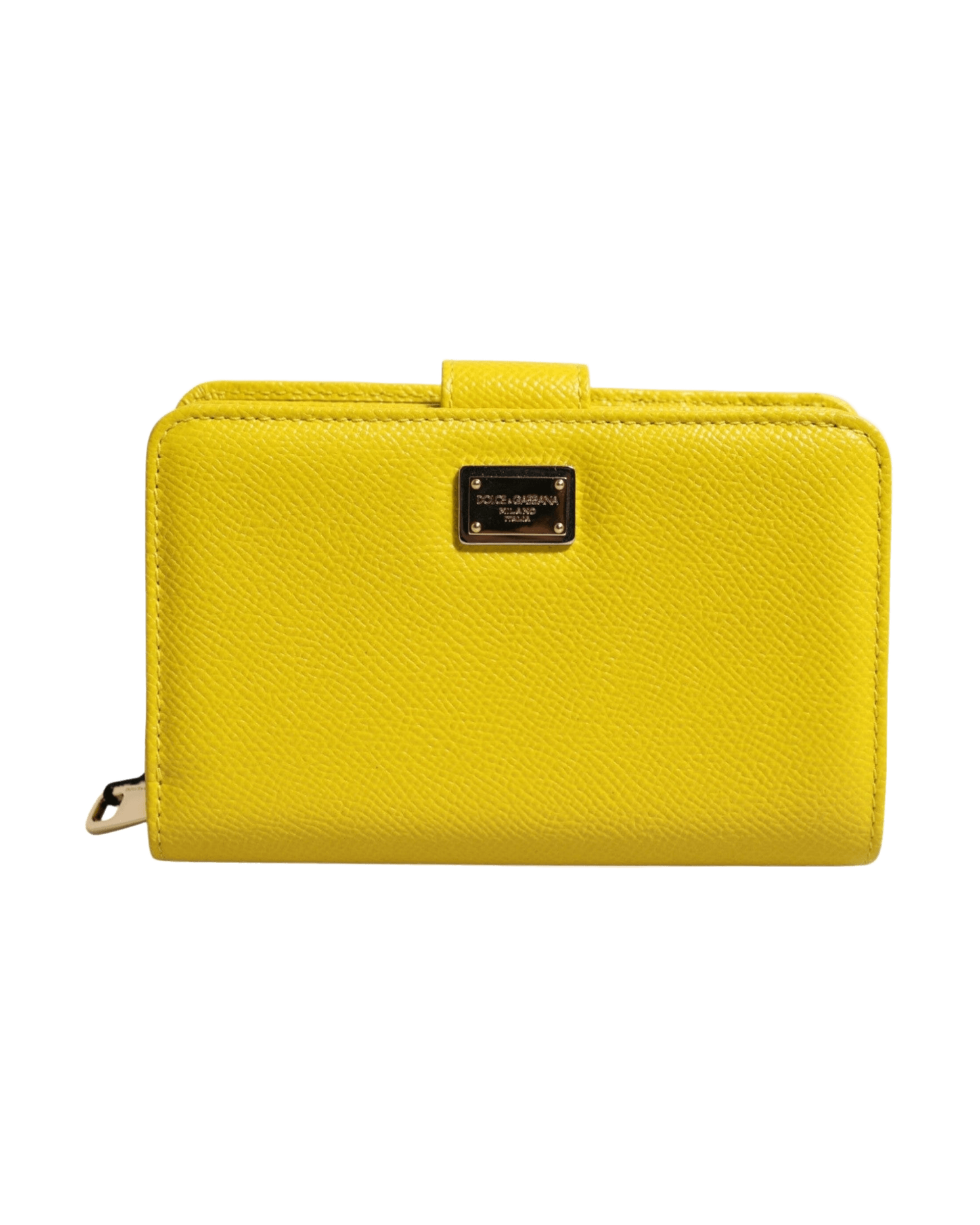 Dolce & Gabbana Yellow Leather Bifold Continental Clutch Wallet Glam Steals