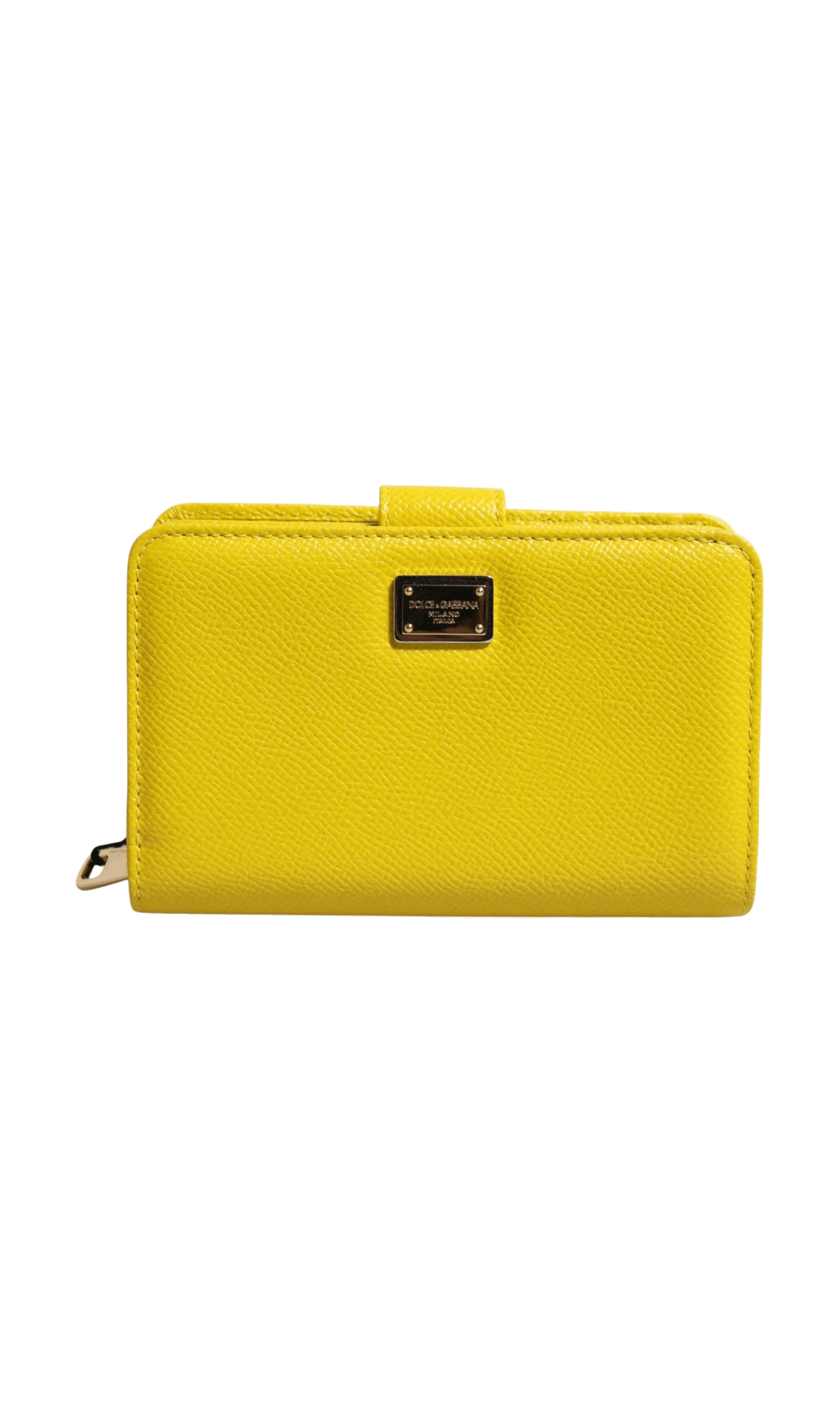 Dolce & Gabbana Yellow Leather Bifold Continental Clutch Wallet Glam Steals