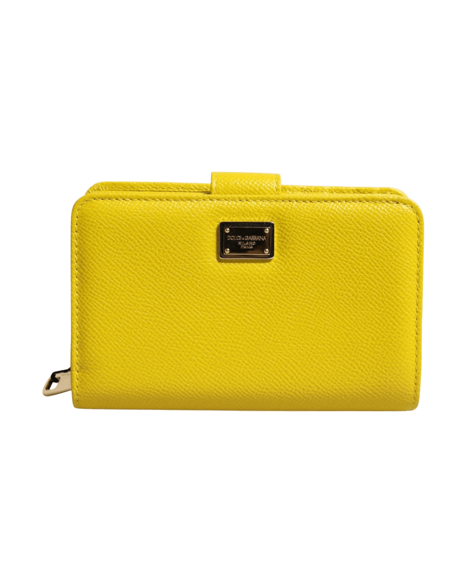 Dolce & Gabbana Yellow Leather Bifold Continental Clutch Wallet Wallets