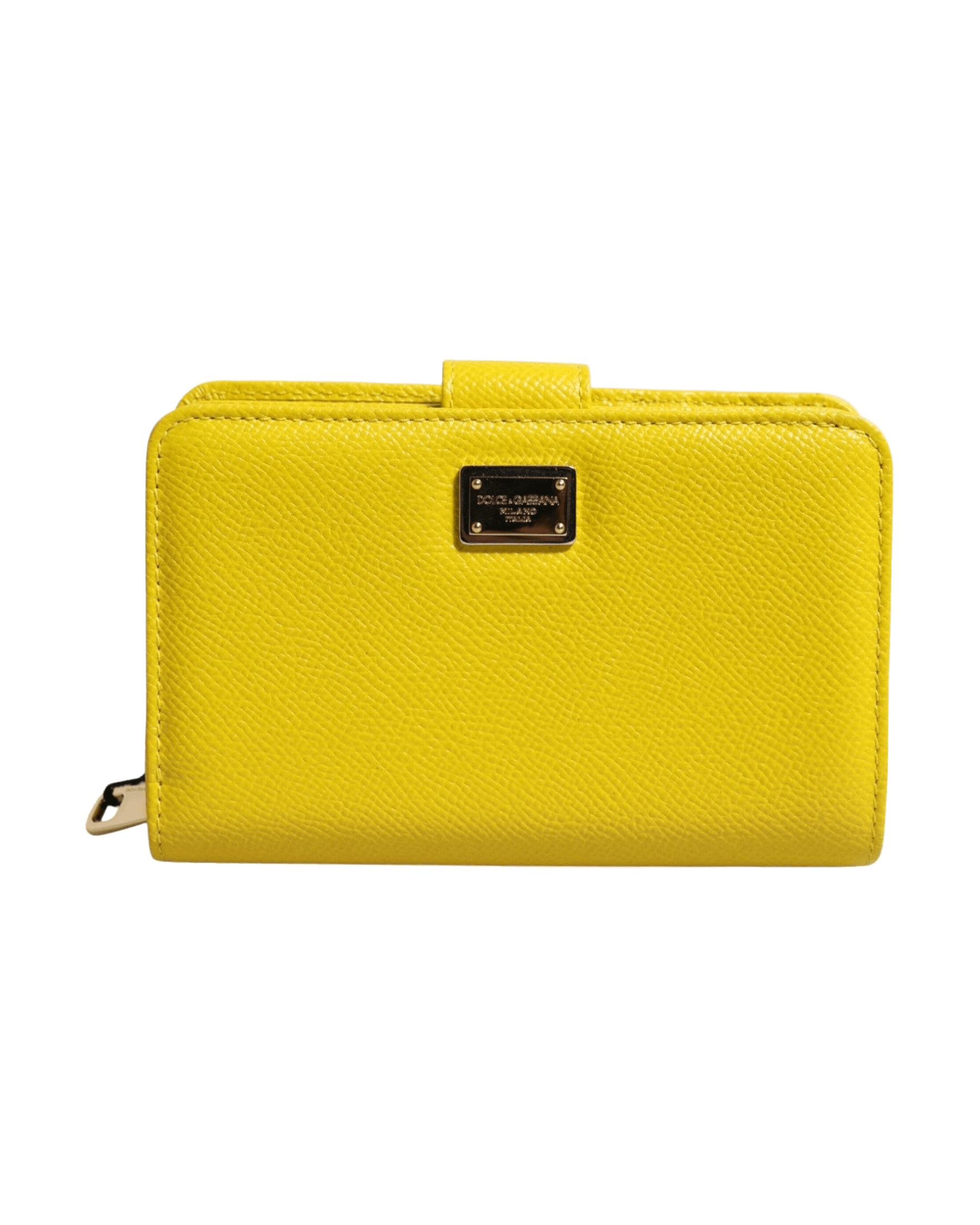 Dolce & Gabbana Yellow Leather Bifold Continental Clutch Wallet Glam Steals