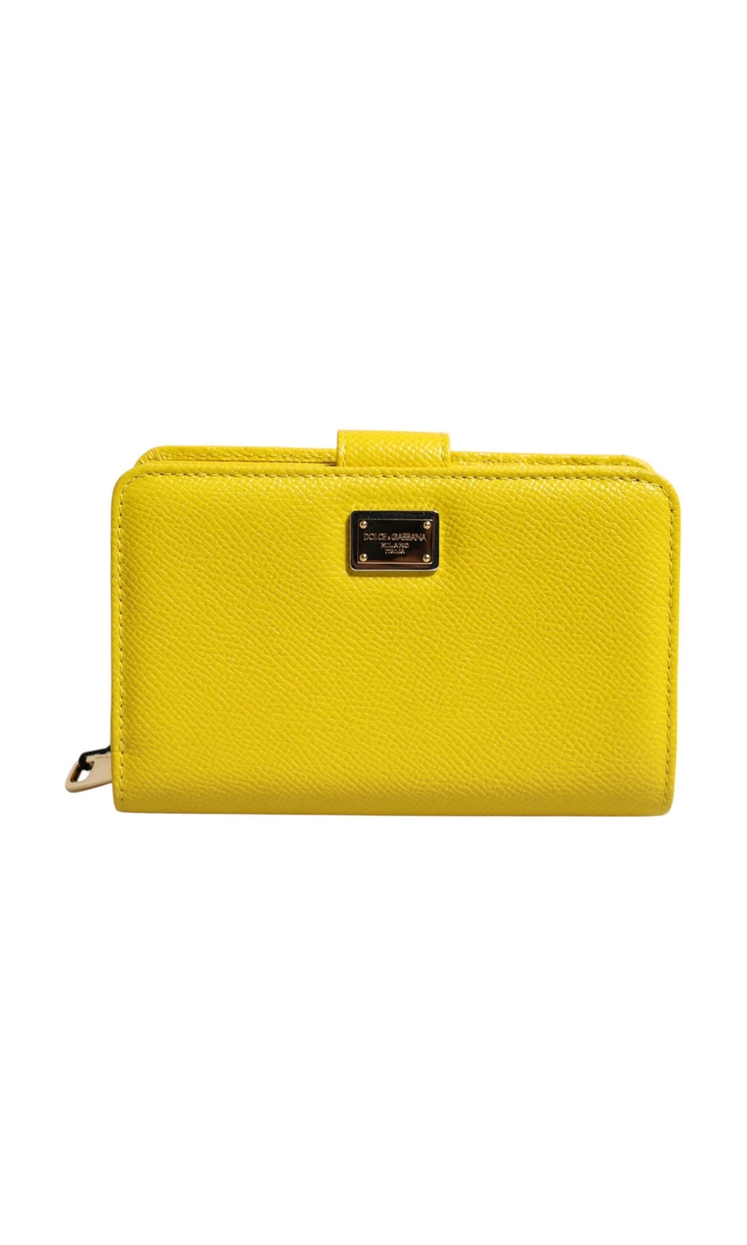 Dolce & Gabbana Yellow Leather Bifold Continental Clutch Wallet Glam Steals