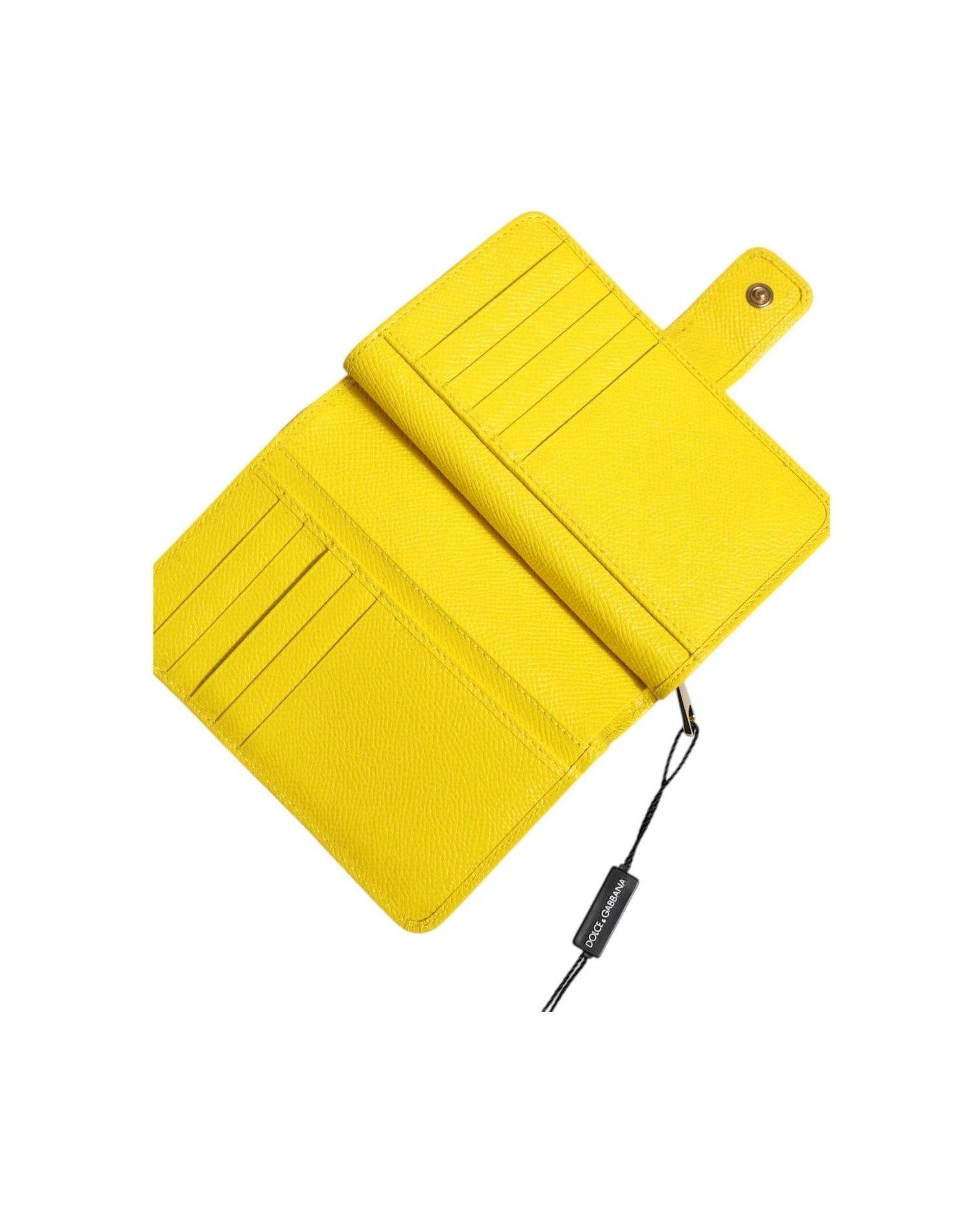 Dolce & Gabbana Yellow Leather Bifold Continental Clutch Wallet Glam Steals