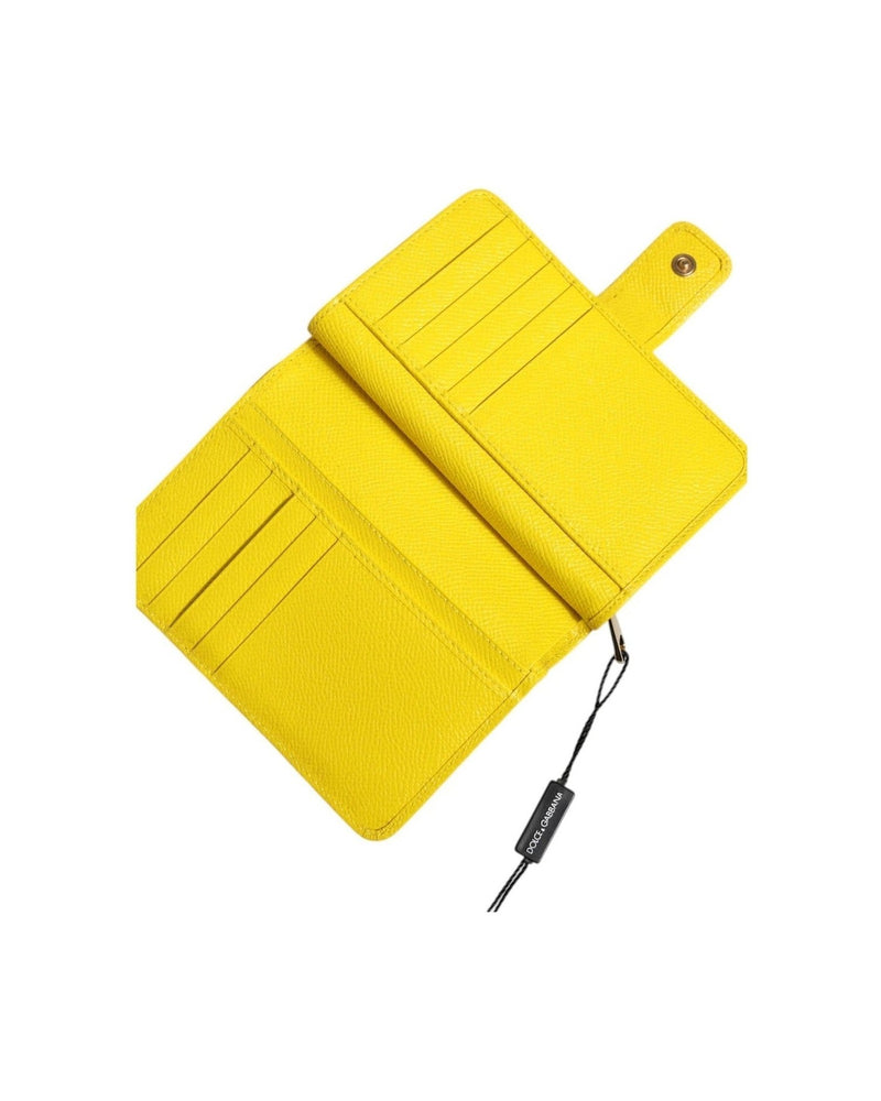 Dolce & Gabbana Yellow Leather Bifold Continental Clutch Wallet Glam Steals