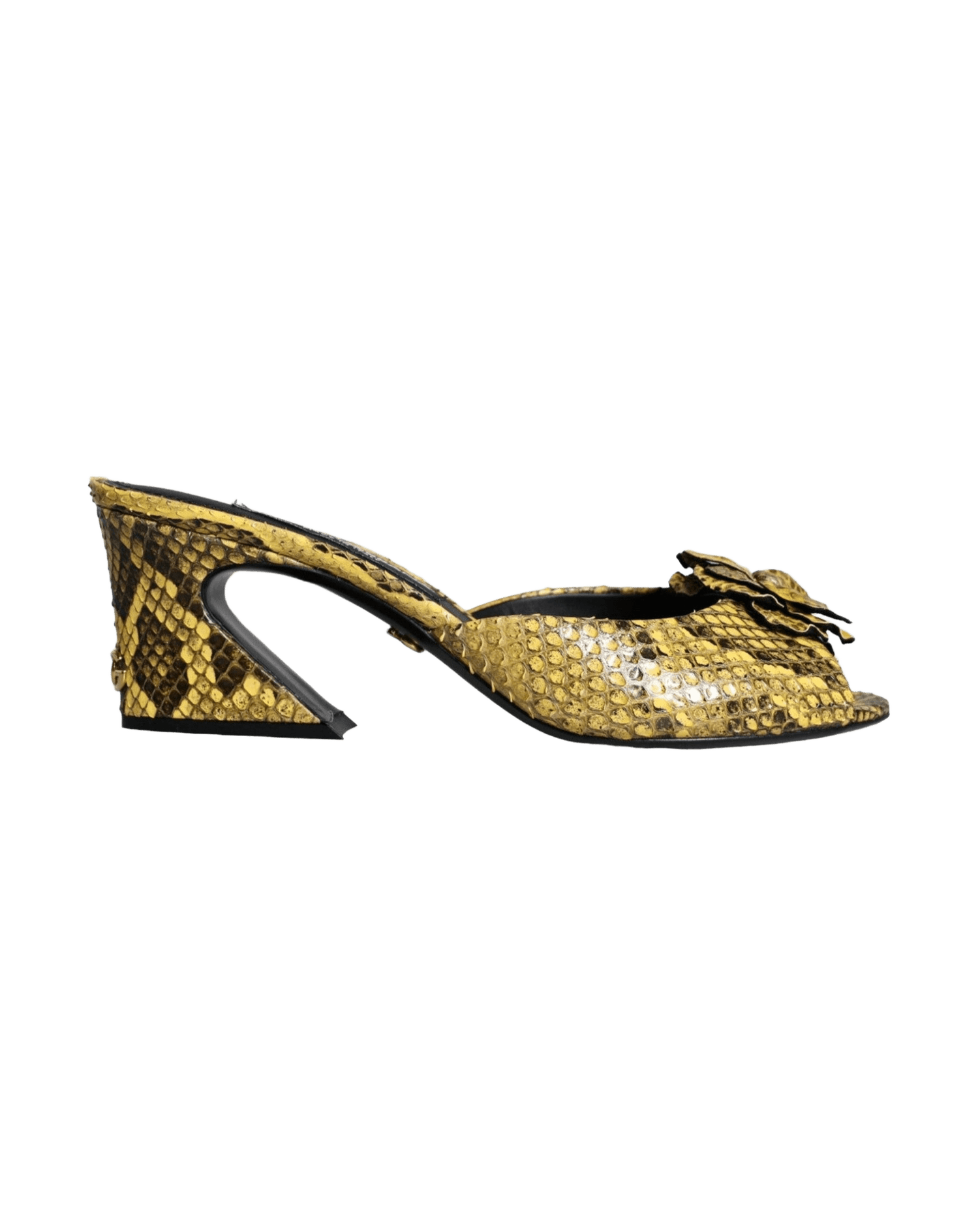 Dolce & Gabbana Yellow Leather Block Heels Slides Shoes Glam Steals