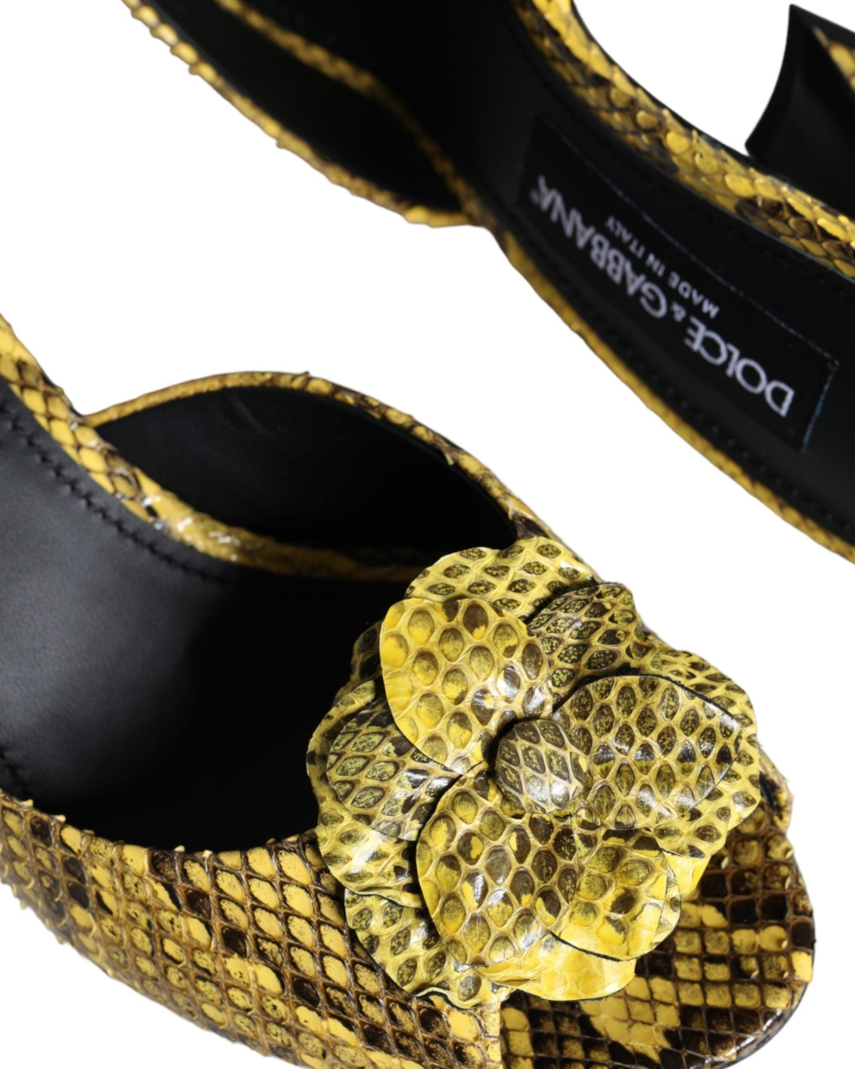 Dolce & Gabbana Yellow Leather Block Heels Slides Shoes Glam Steals