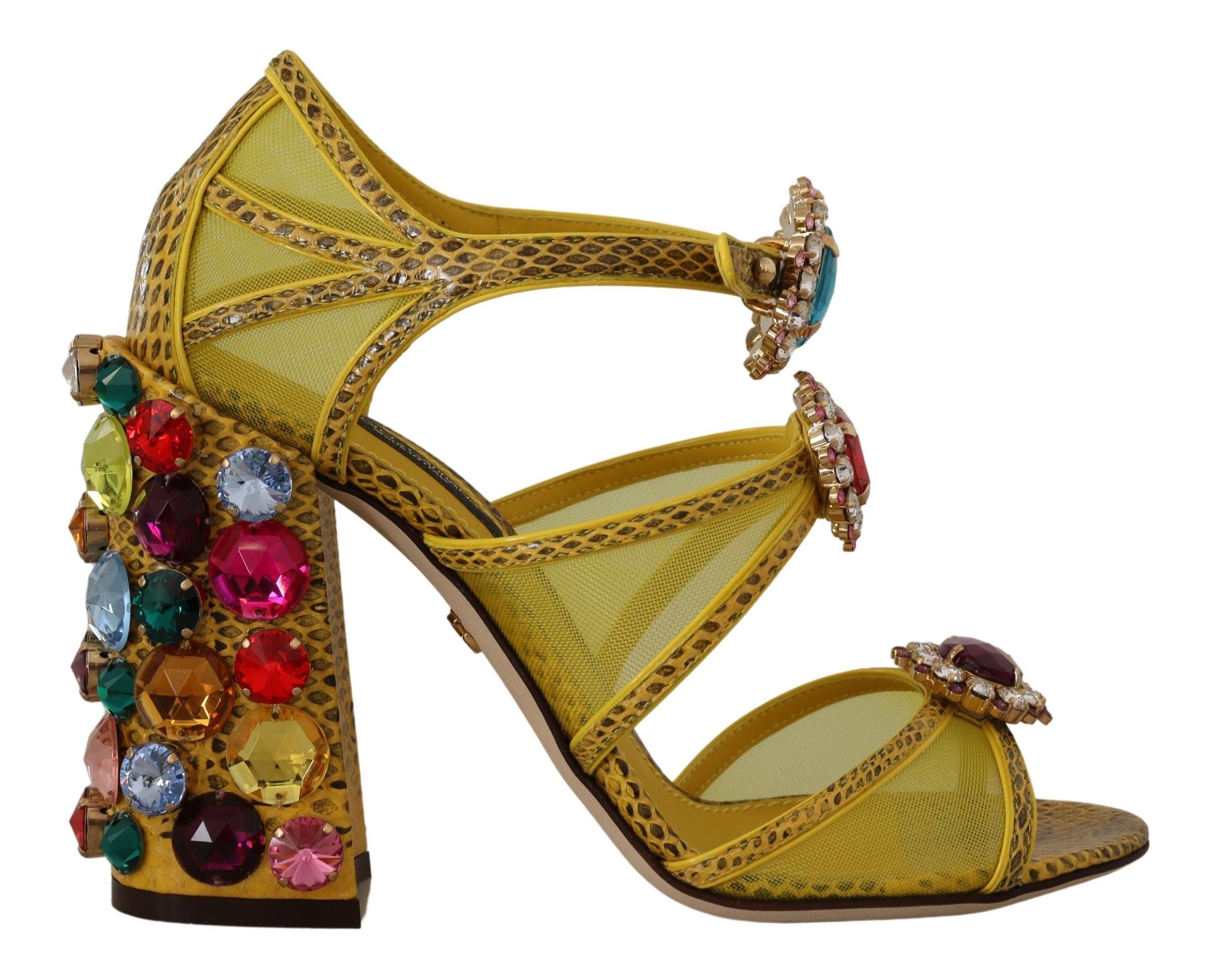 Dolce & Gabbana Yellow Leather Crystal Ayers Sandals Glam Steals