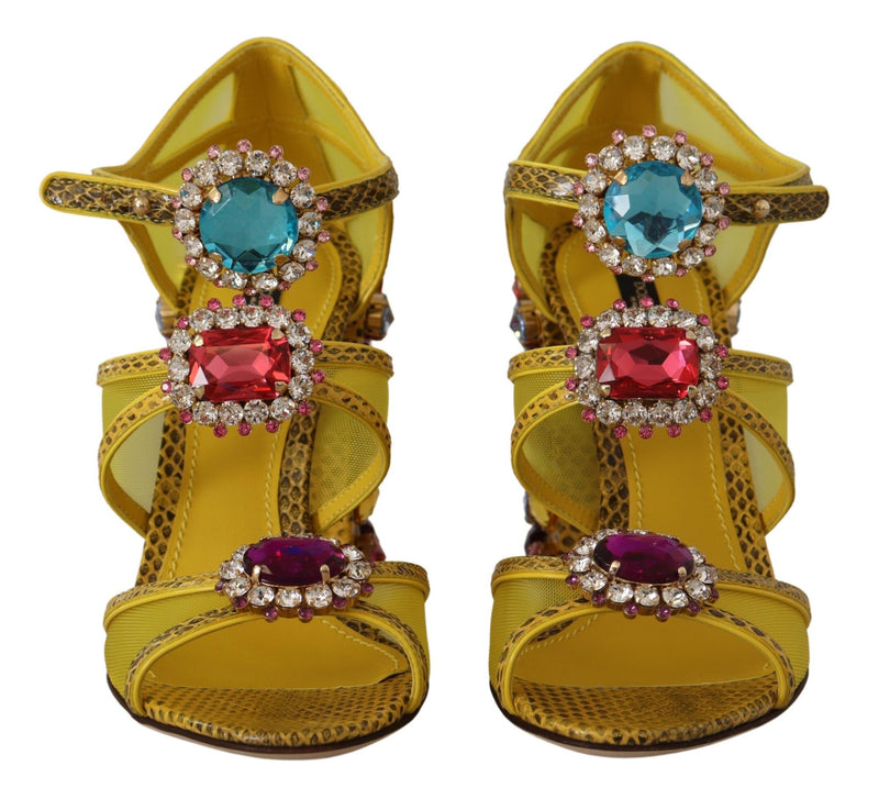 Dolce & Gabbana Yellow Leather Crystal Ayers Sandals Glam Steals