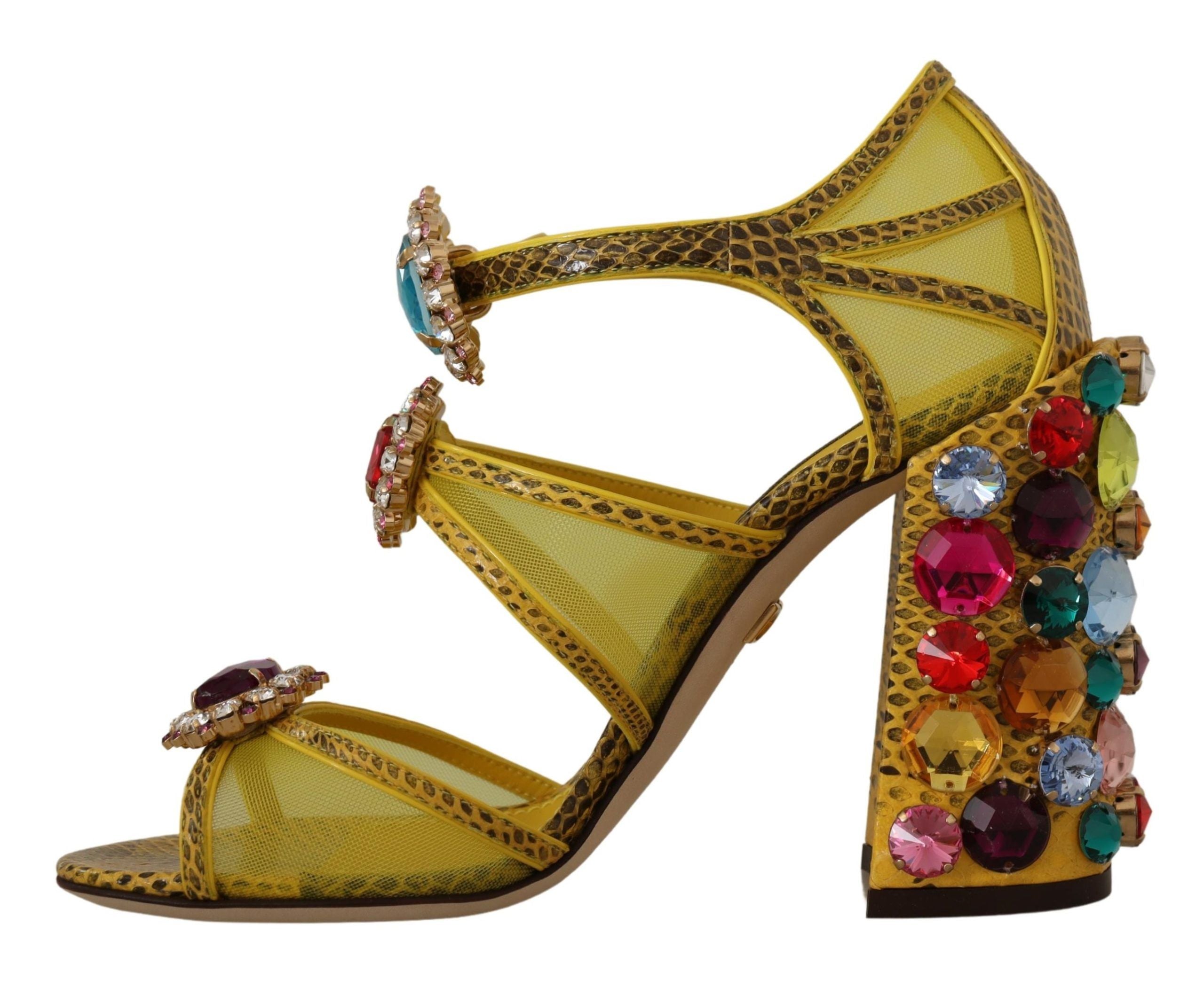 Dolce & Gabbana Yellow Leather Crystal Ayers Sandals Glam Steals
