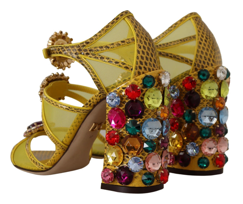 Dolce & Gabbana Yellow Leather Crystal Ayers Sandals Glam Steals