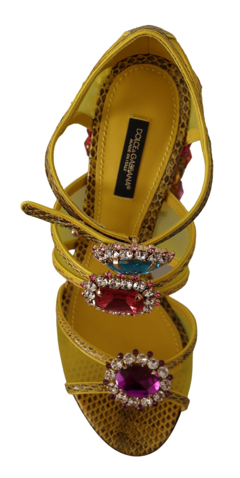 Dolce & Gabbana Yellow Leather Crystal Ayers Sandals Glam Steals
