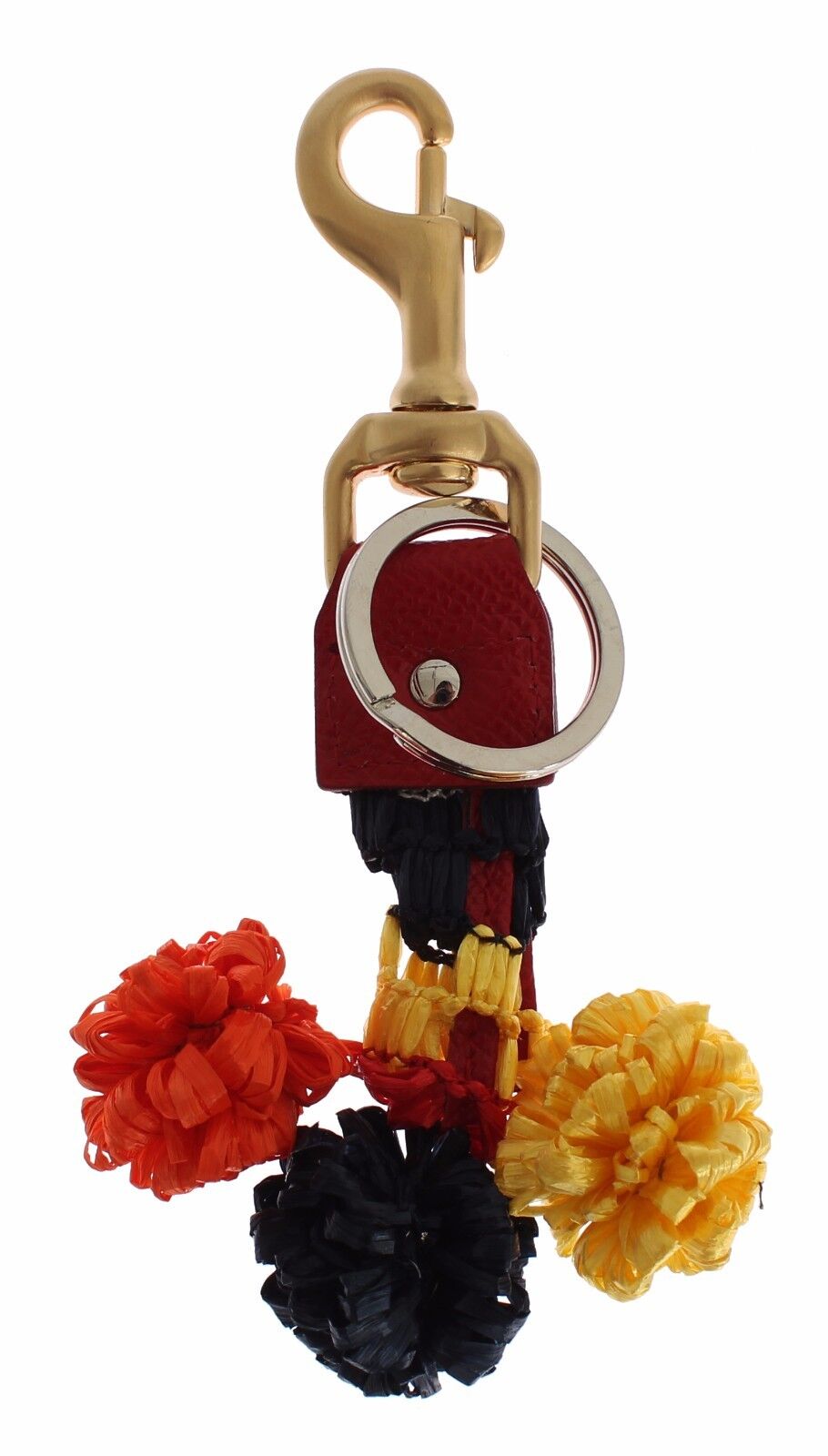 Dolce & Gabbana Yellow Leather Gold Raffia Clasp Finder Chain Keyring Glam Steals