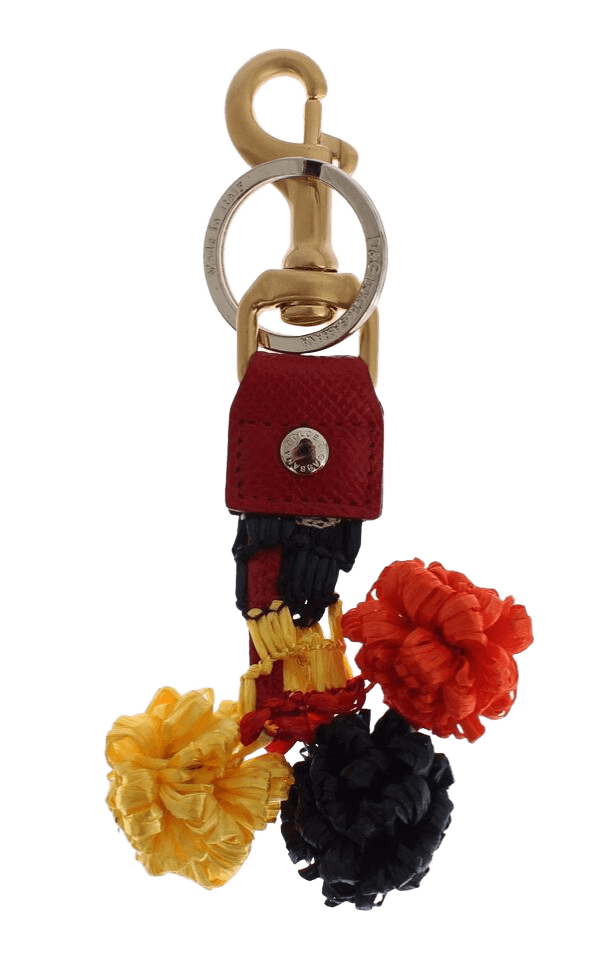 Dolce & Gabbana Yellow Leather Gold Raffia Clasp Finder Chain Keyring Glam Steals